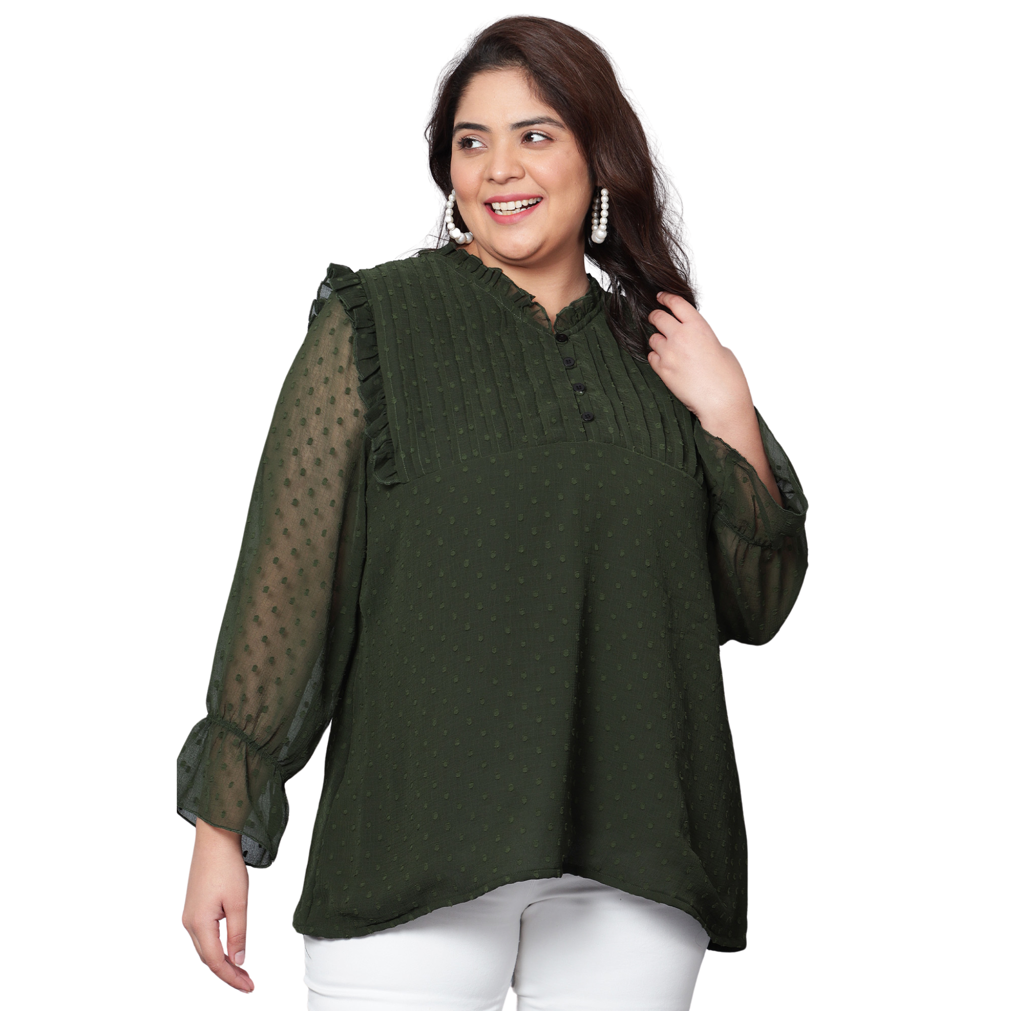 Green Georgette Plus Size Tunic