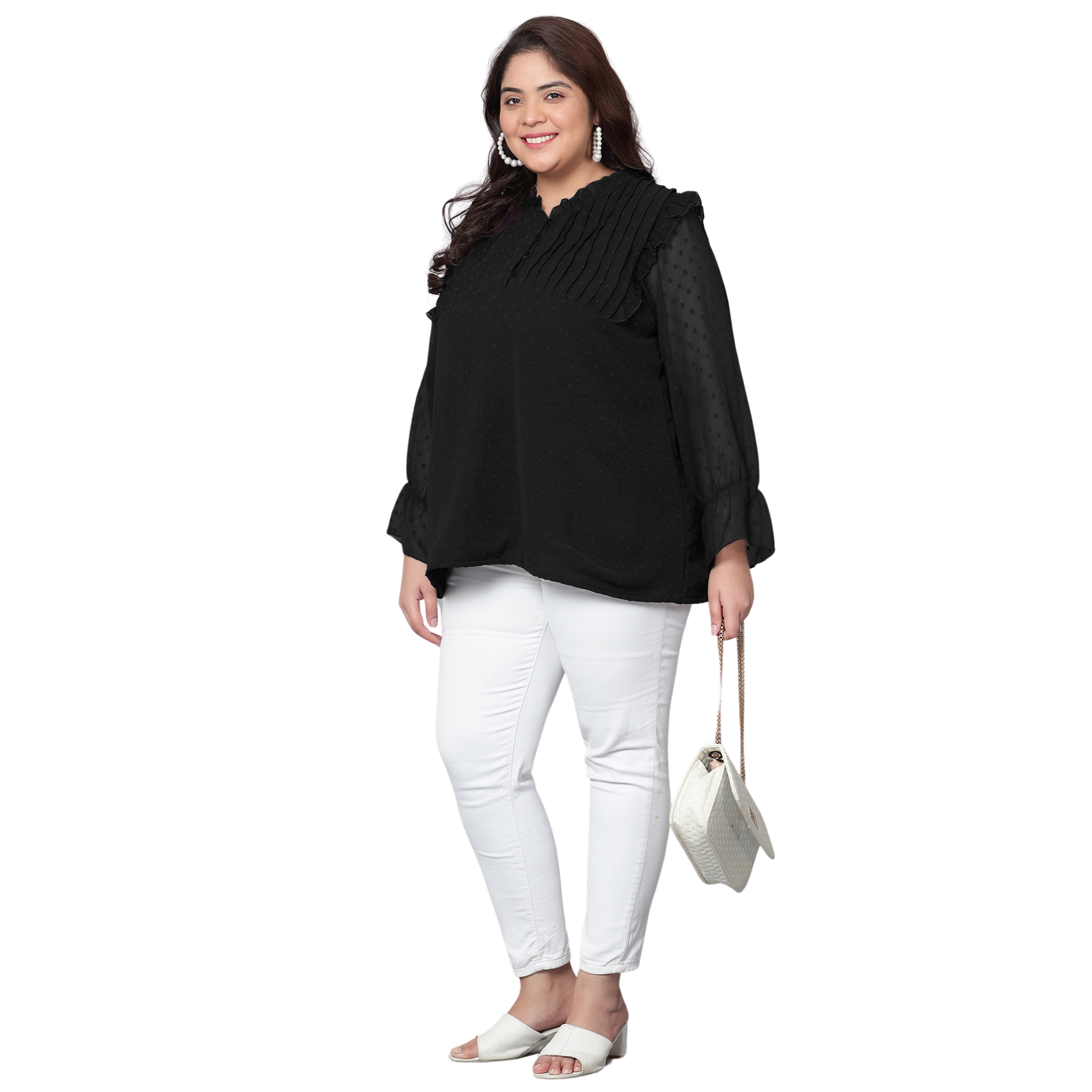 Black Georgette Plus Size Tunic