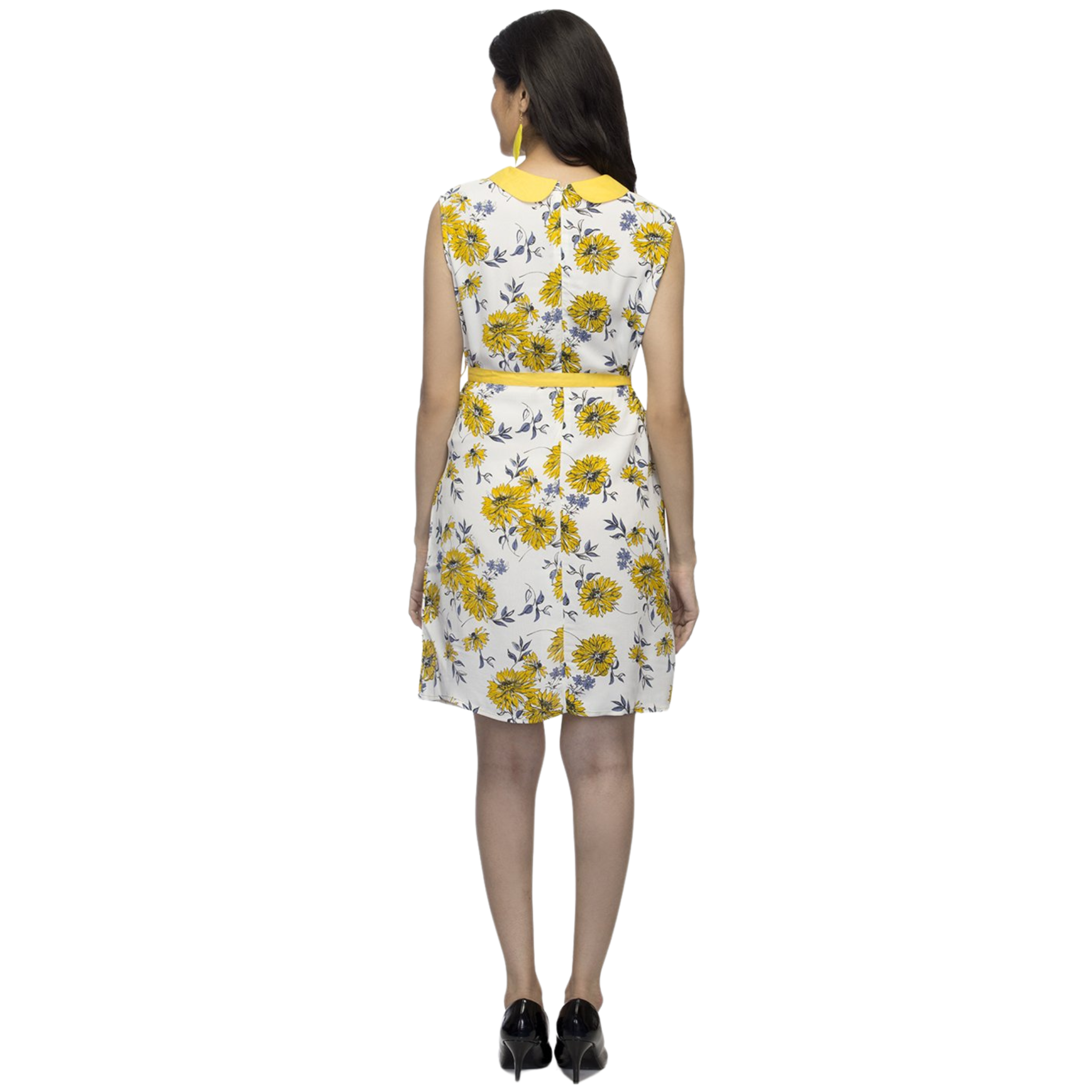 Yellow Sunflower Print Dress