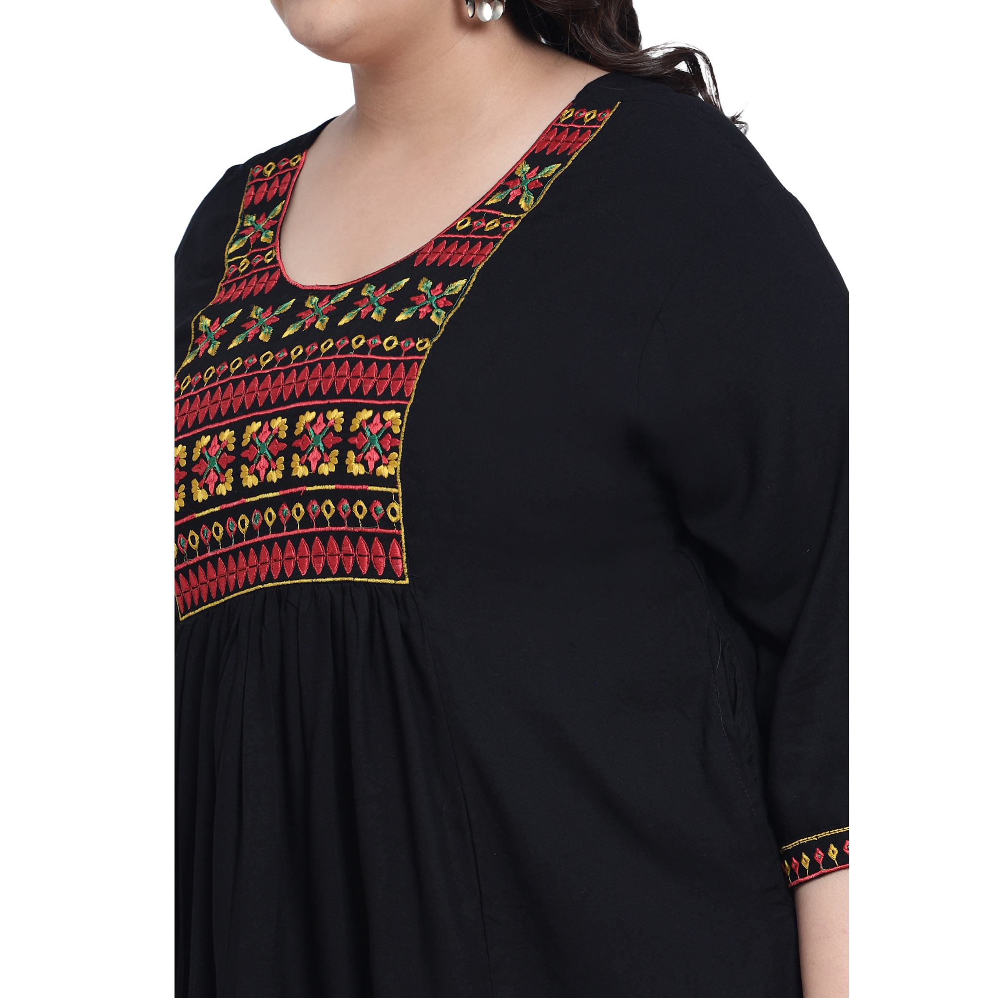 Black Embroidered Plus Size Tunic