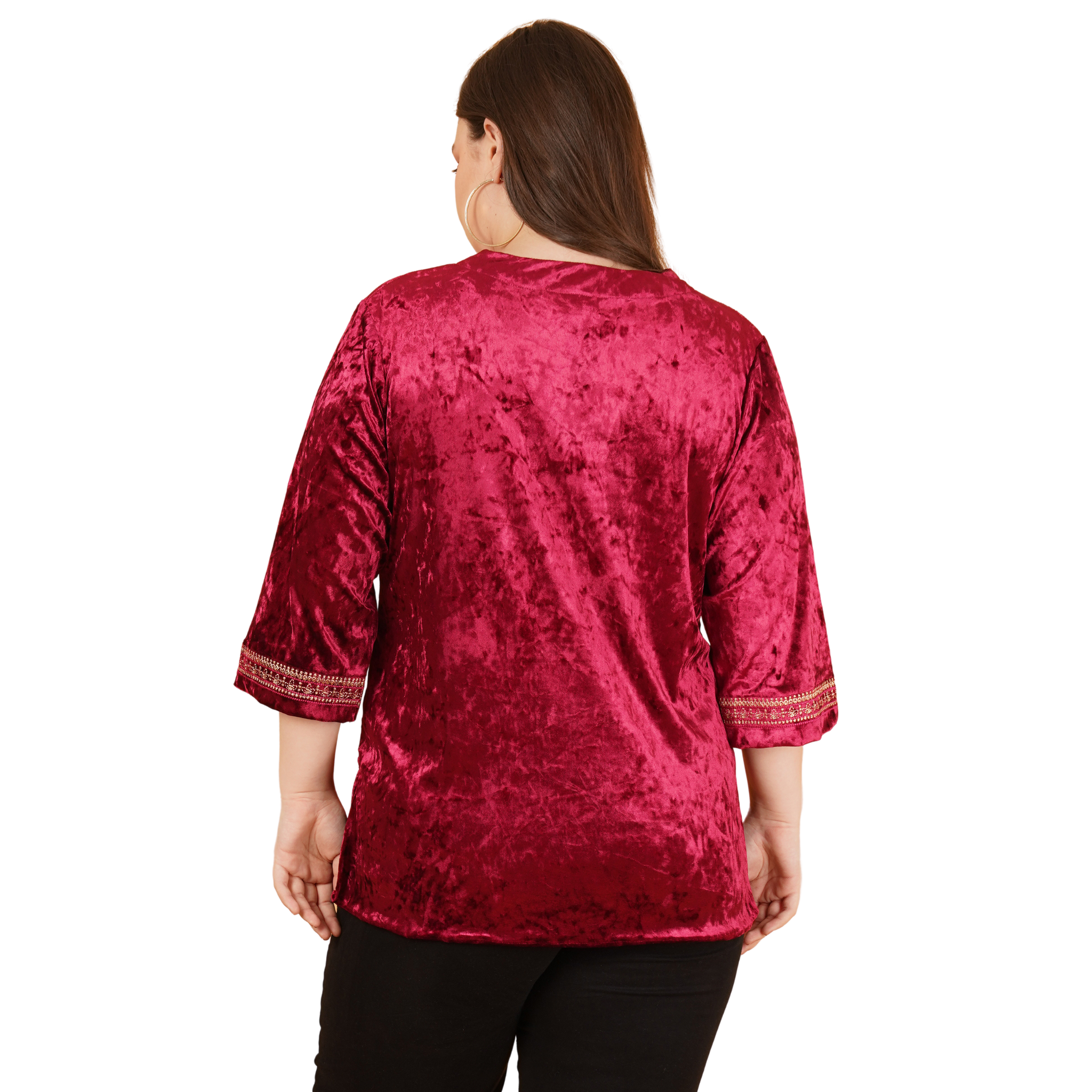 Maroon Velvet Plus Size Tunic