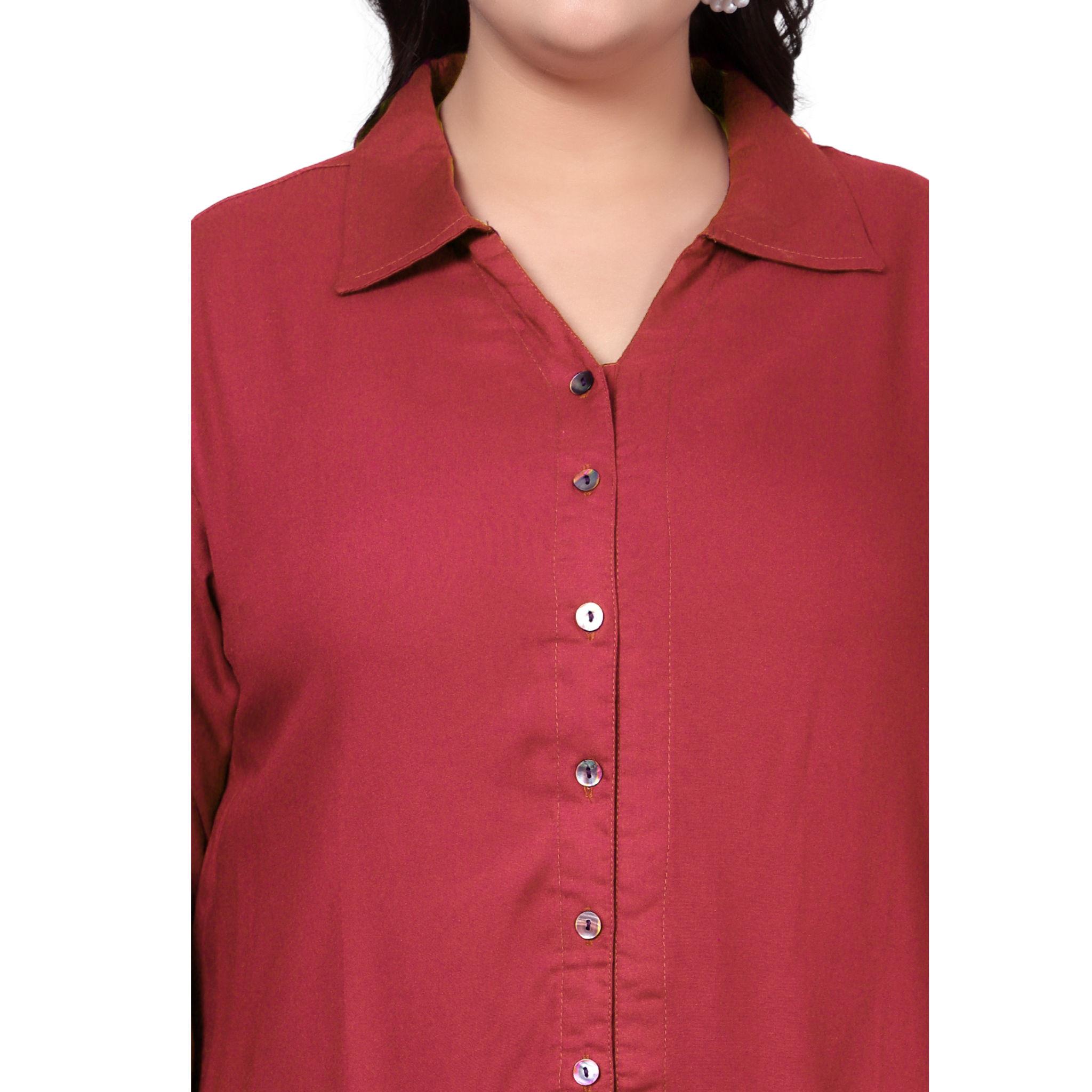 Red Longline Plus Size Shirt