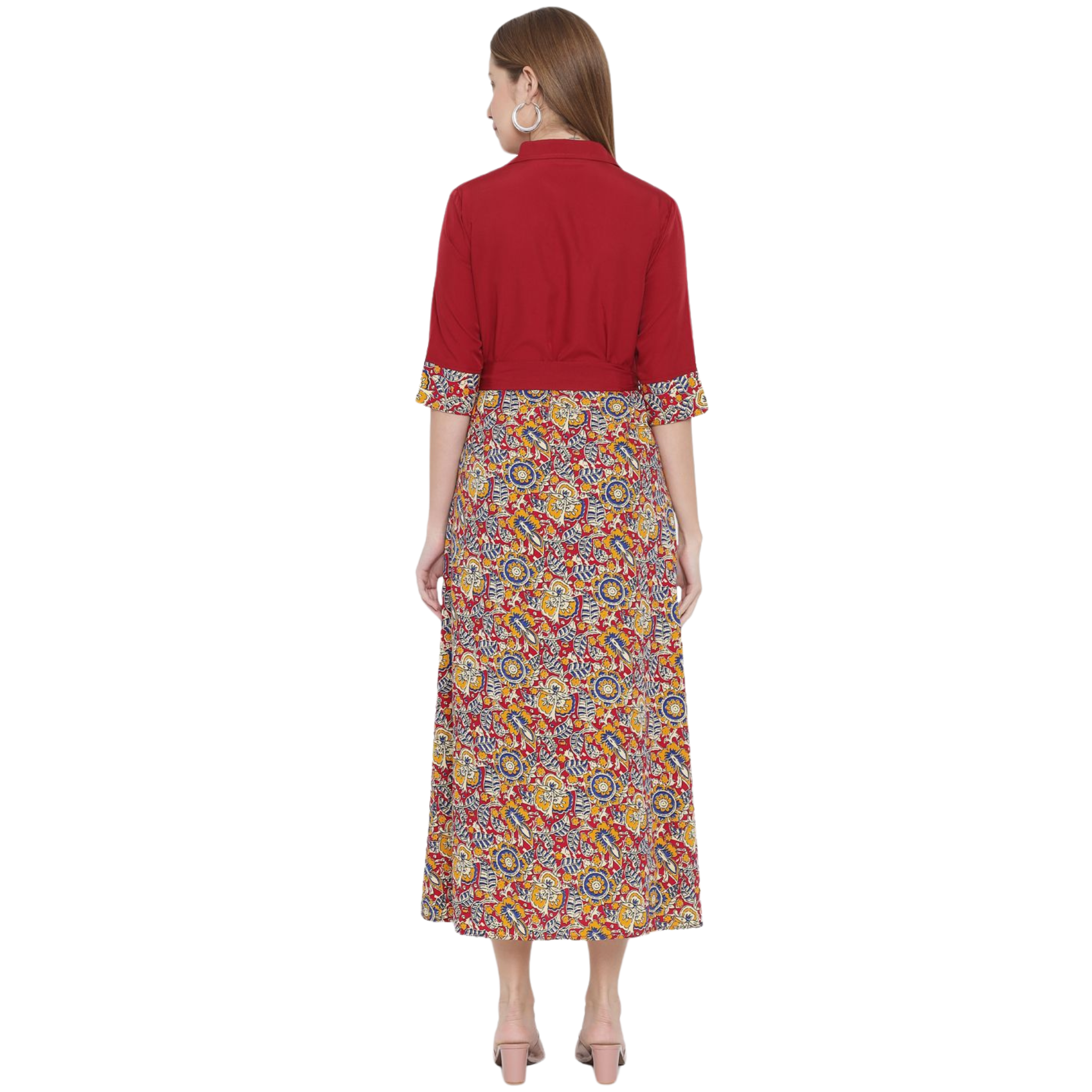 Maroon Abstract Print Dress