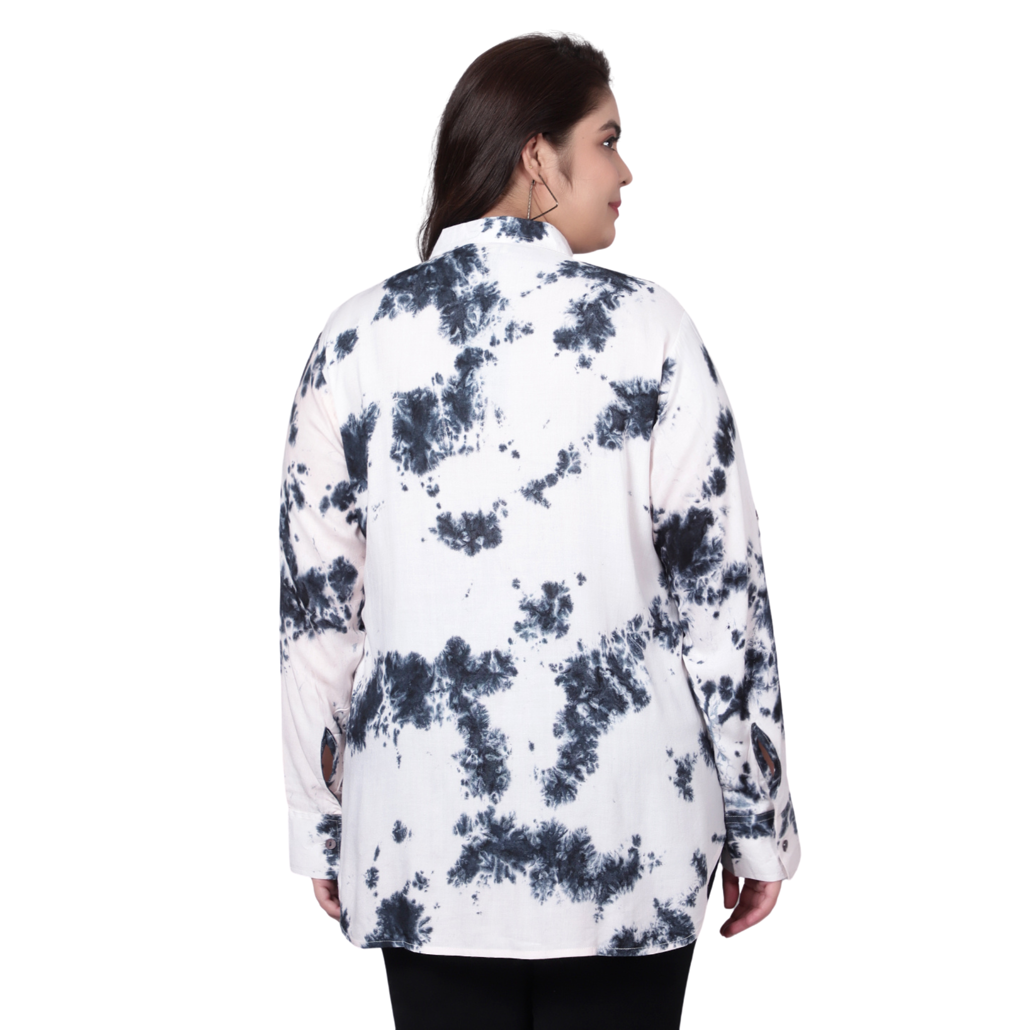 Black and White Tie Dye Plus Size Shirt