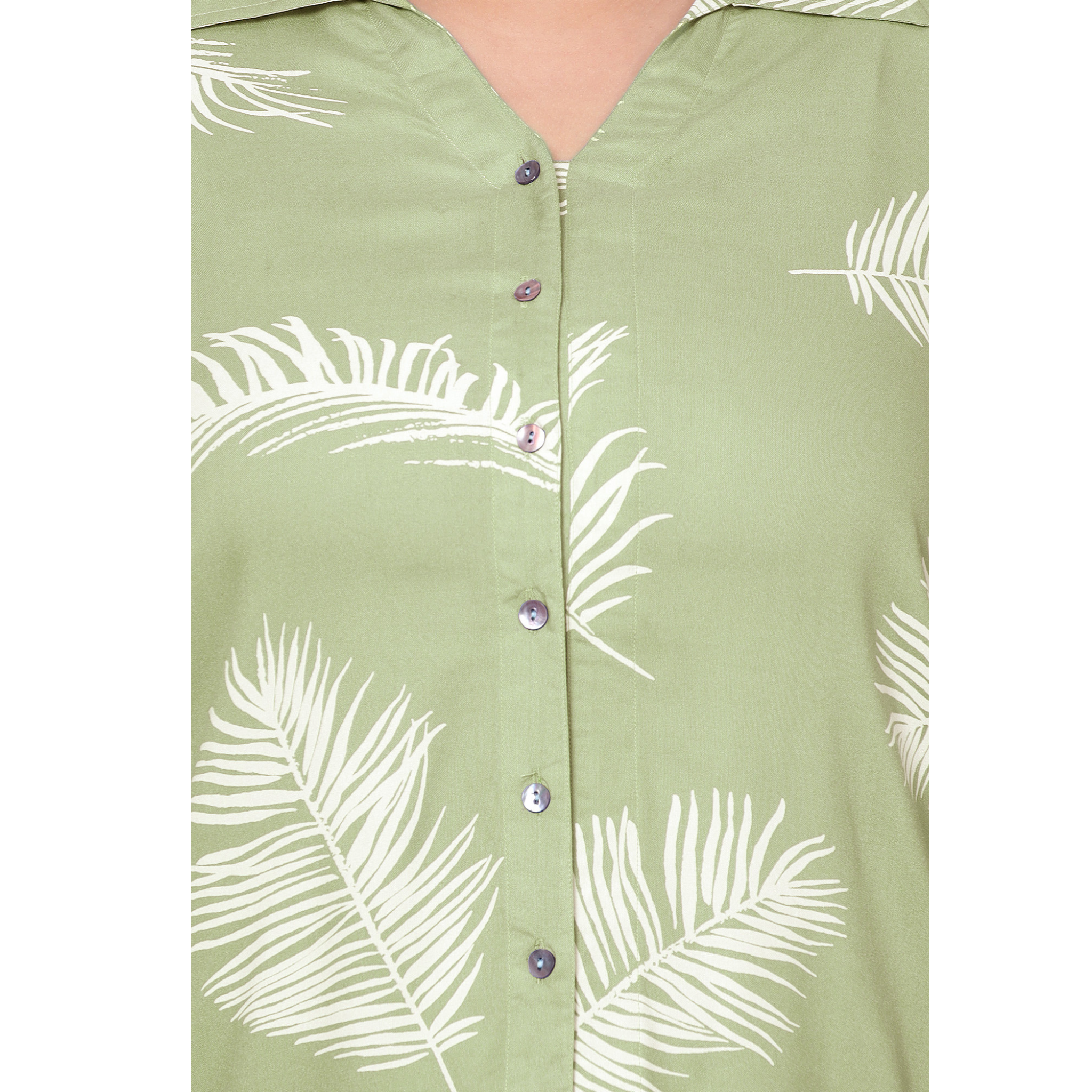 Green Leaf Print Plus Size Co-Ord Set