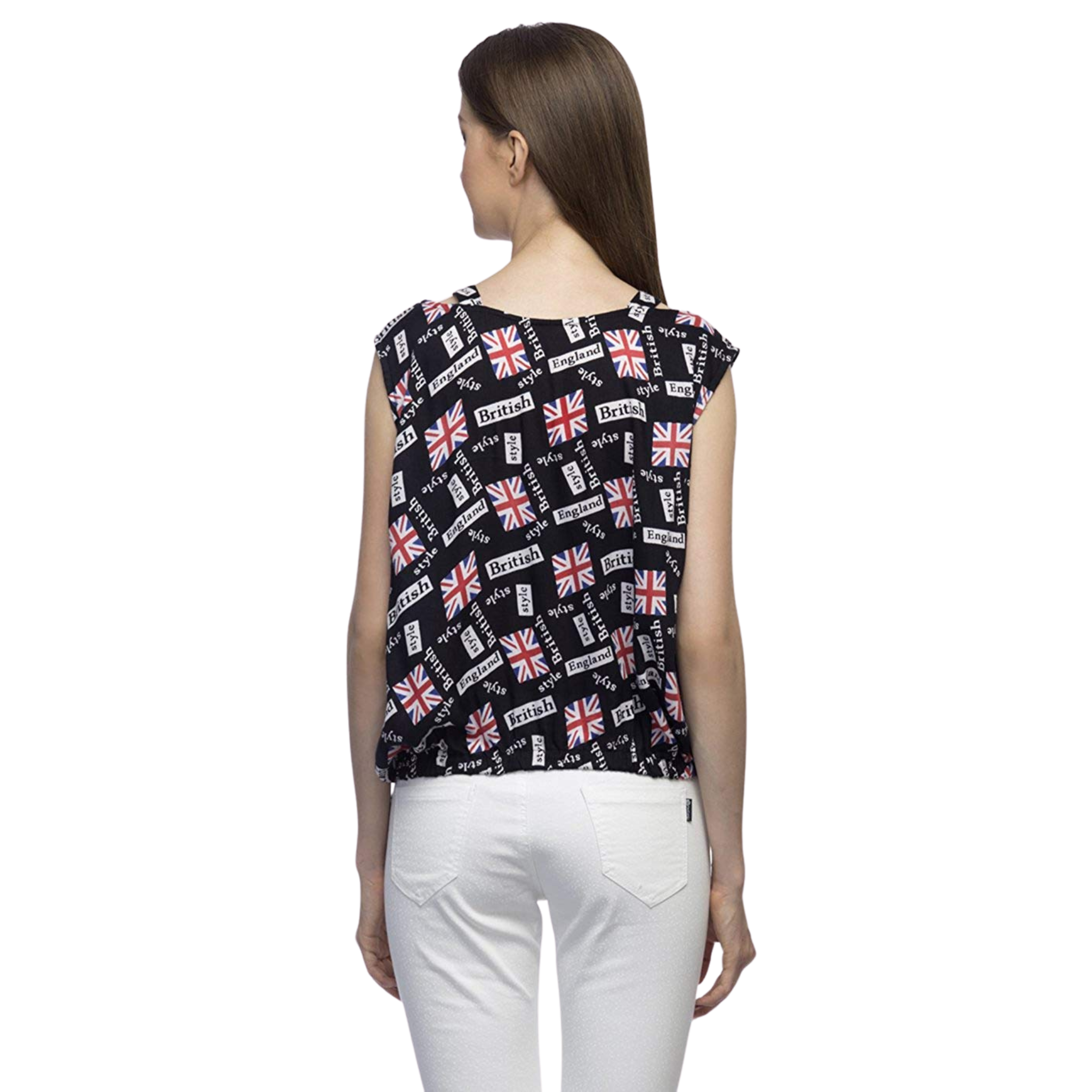 Black British Print Top