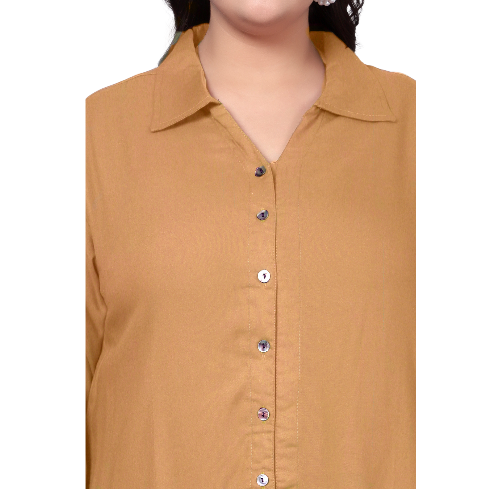 Light Brown Longline Plus Size Shirt