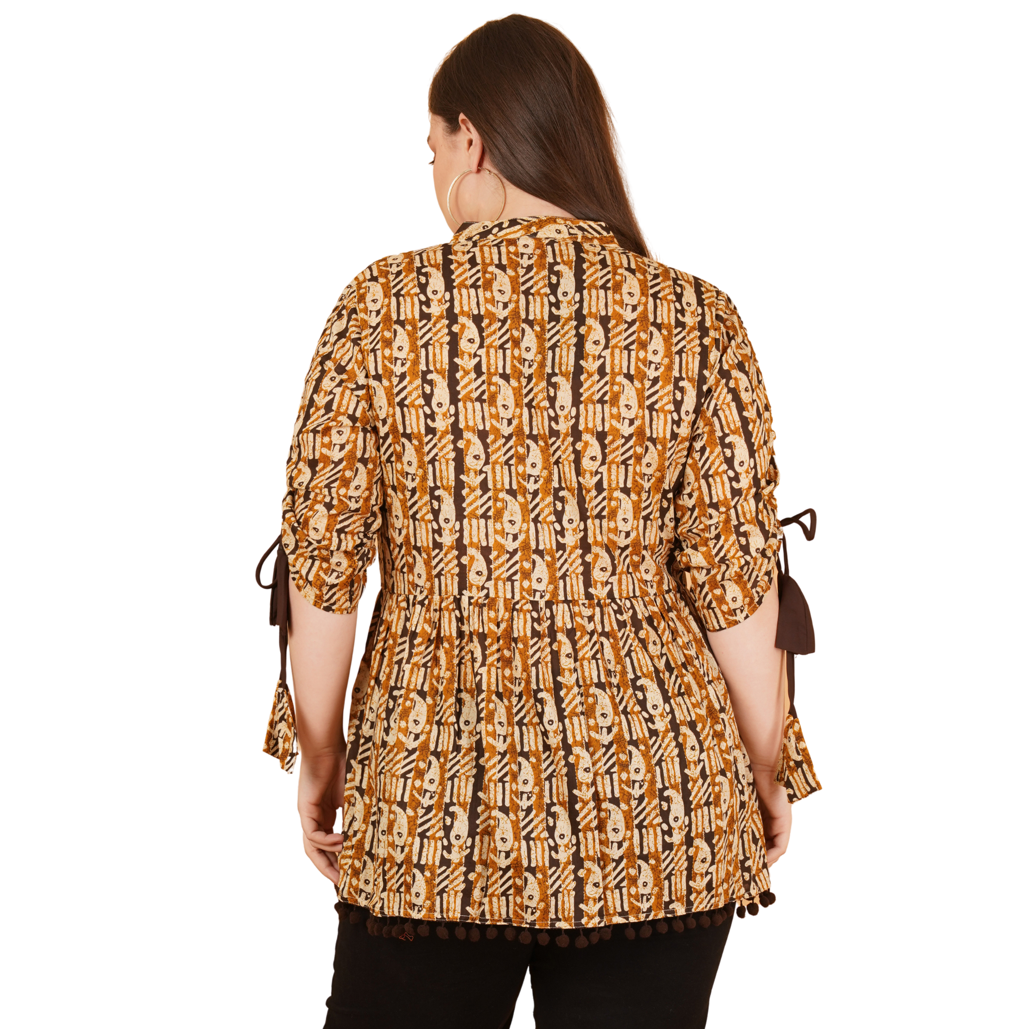 Brown Paisley Cotton Plus Size Tunic