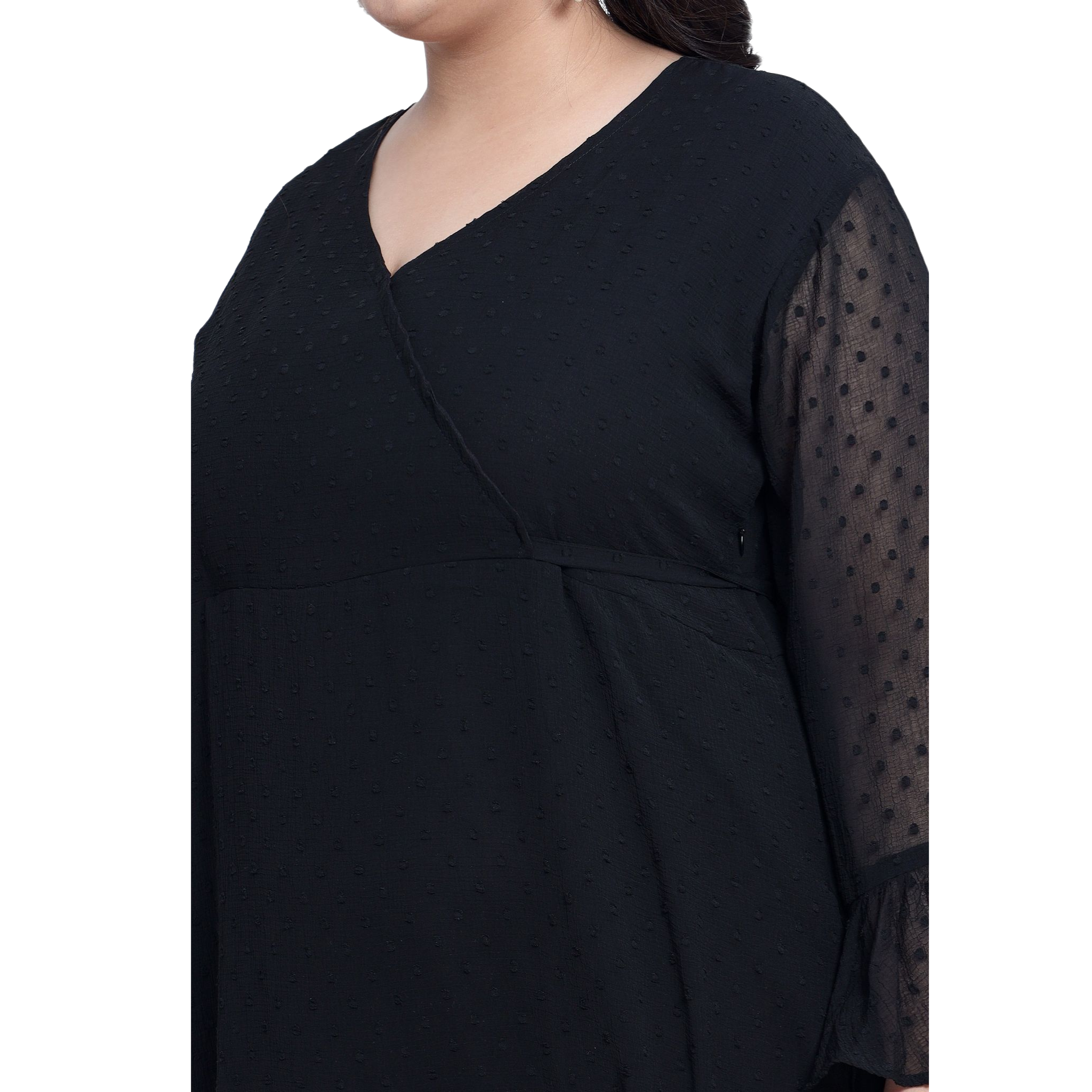 Black Georgette Tier Plus Size Dress