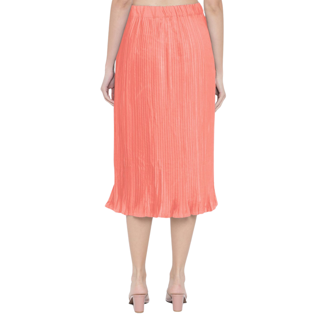 Peach Accordion Pleat Skirt