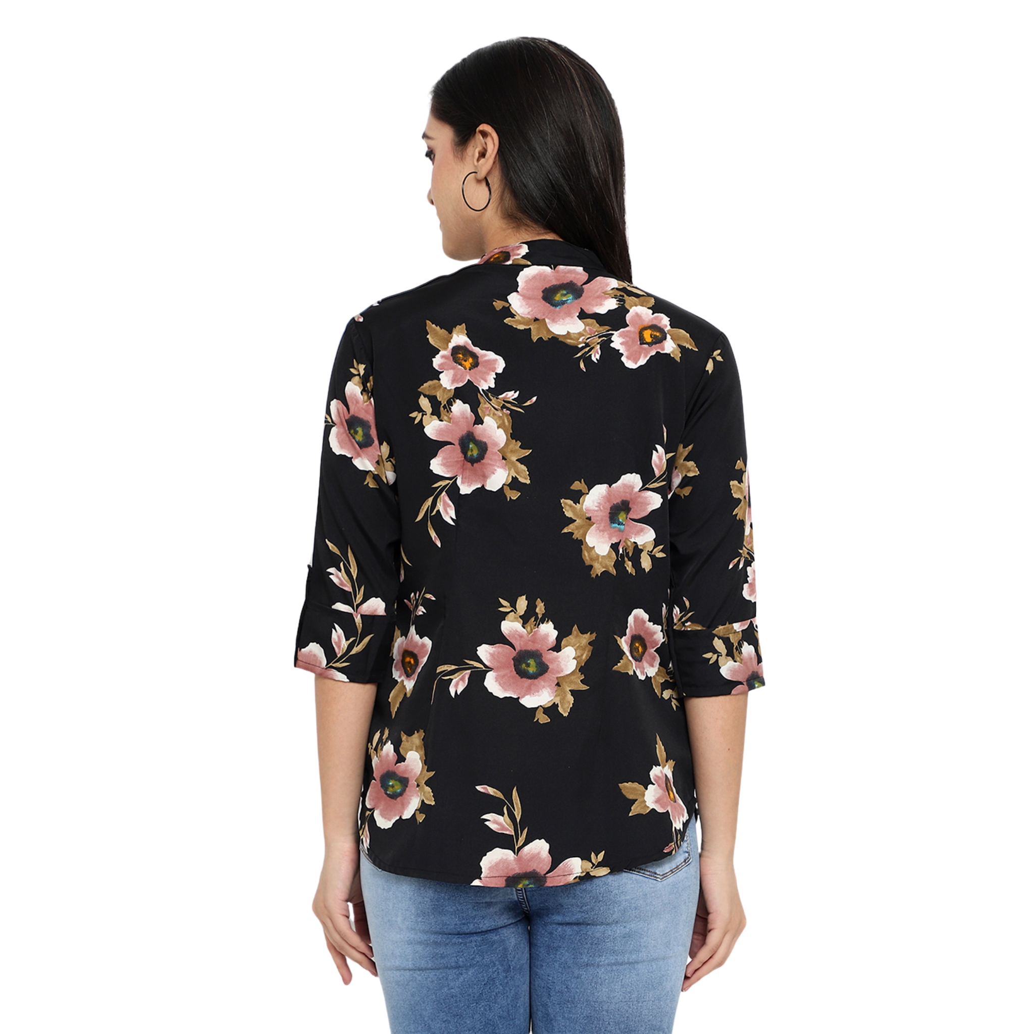 Black Floral Print Tunic