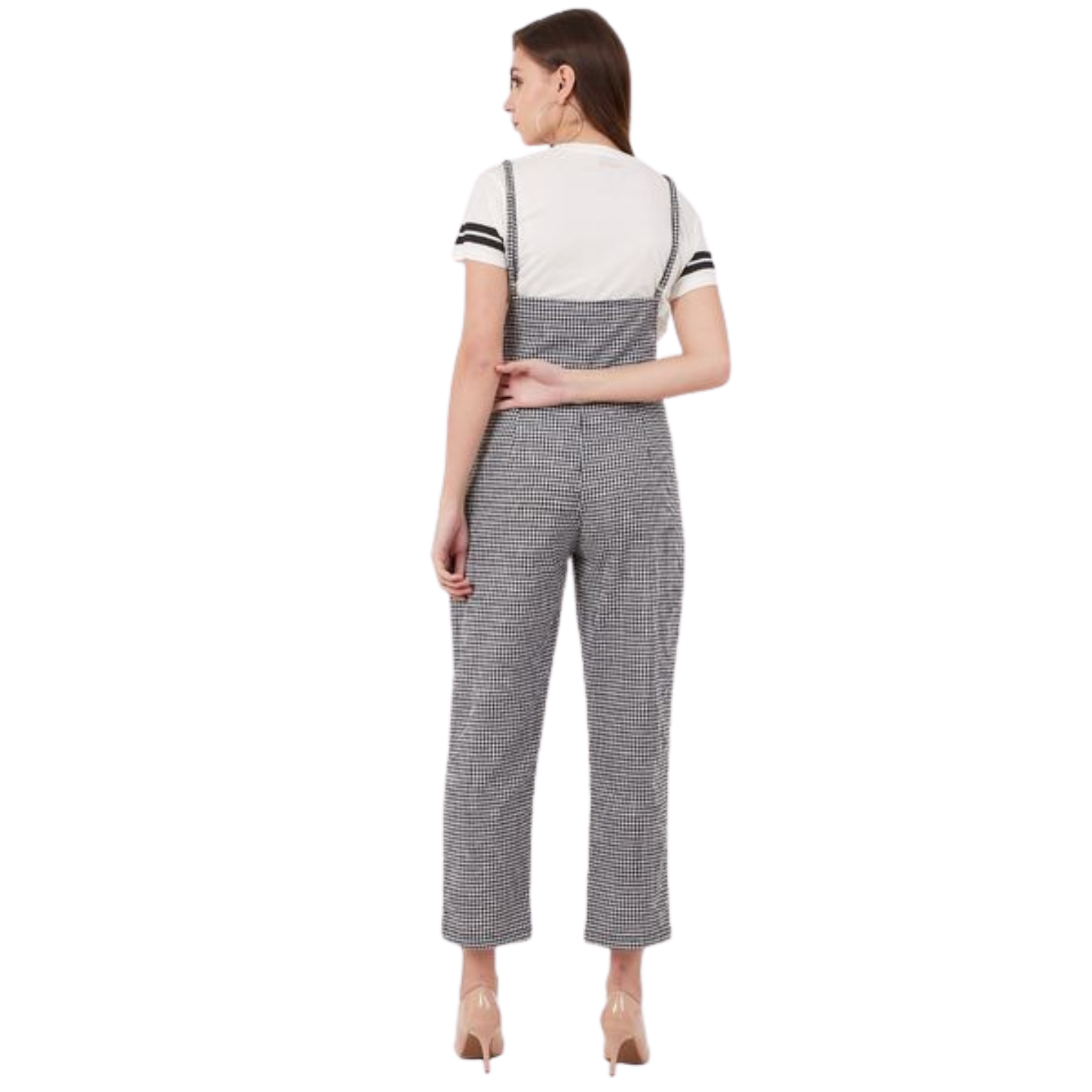 White & Black Checkered Dungaree
