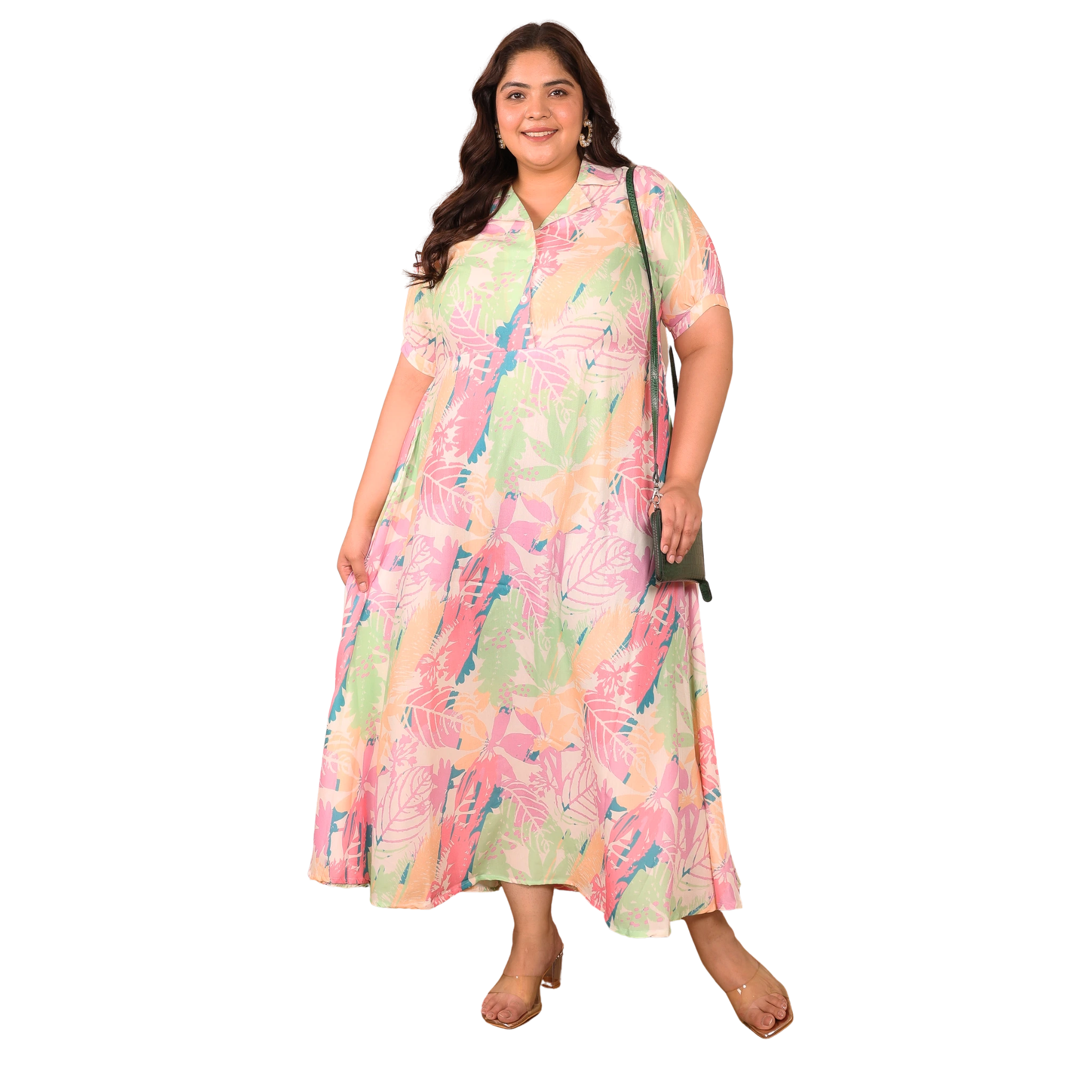 Multicolor Floral Maxi Plus Size Dress