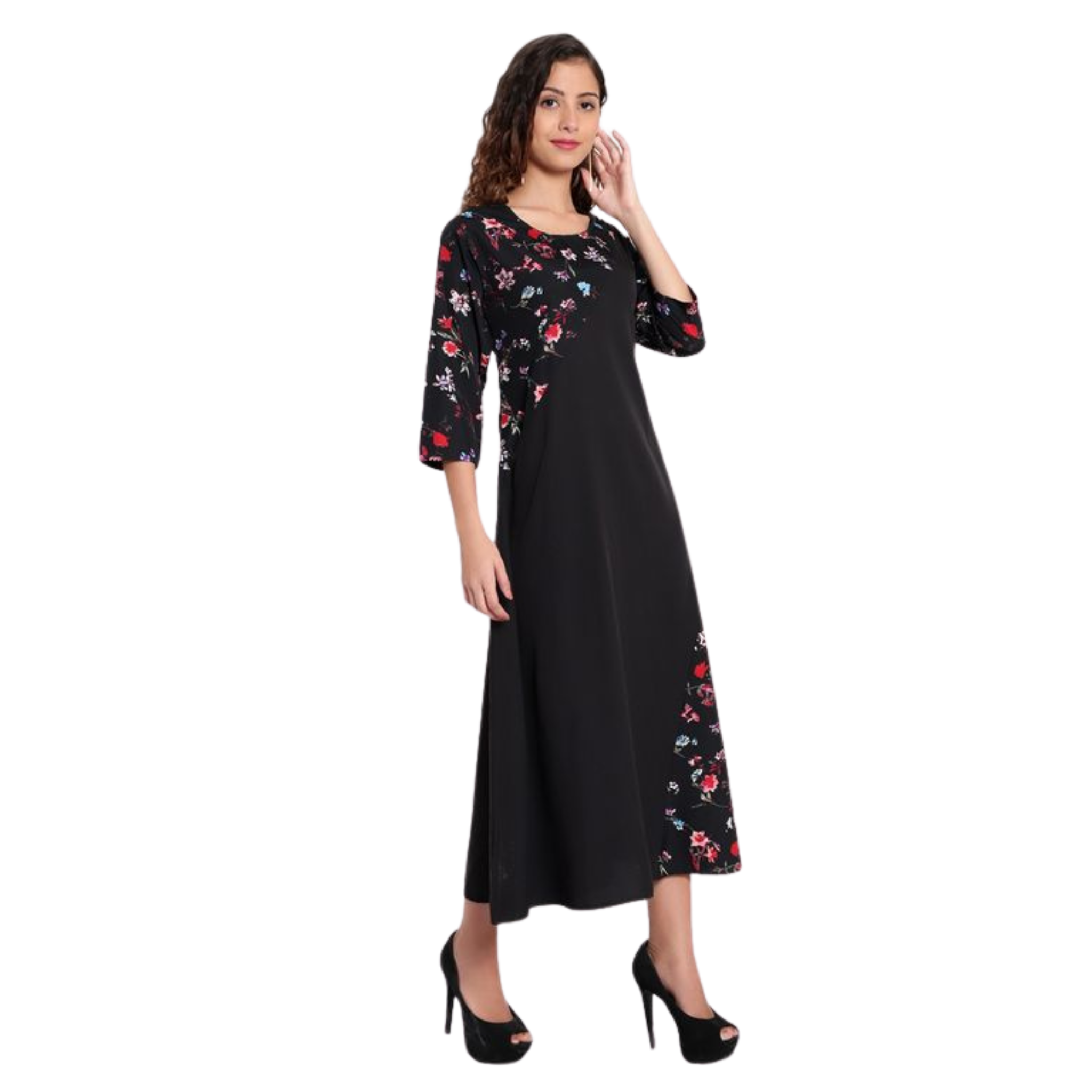 Black Floral Abstract Dress