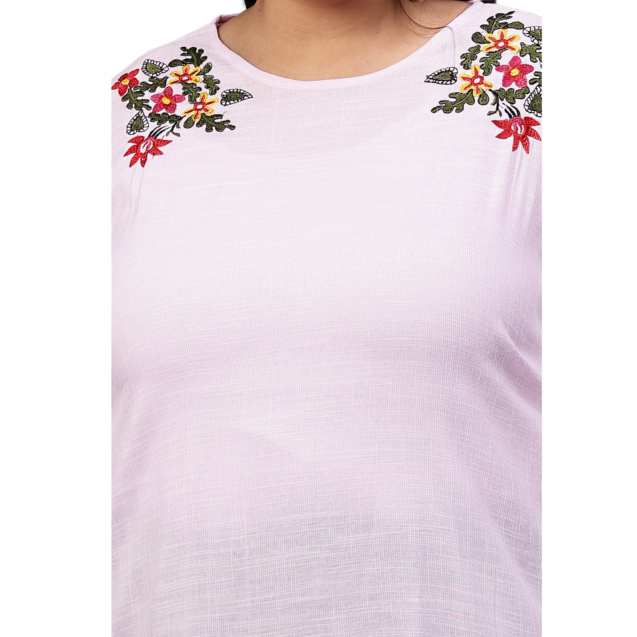 Purple Embroidered Plus Size Tunic