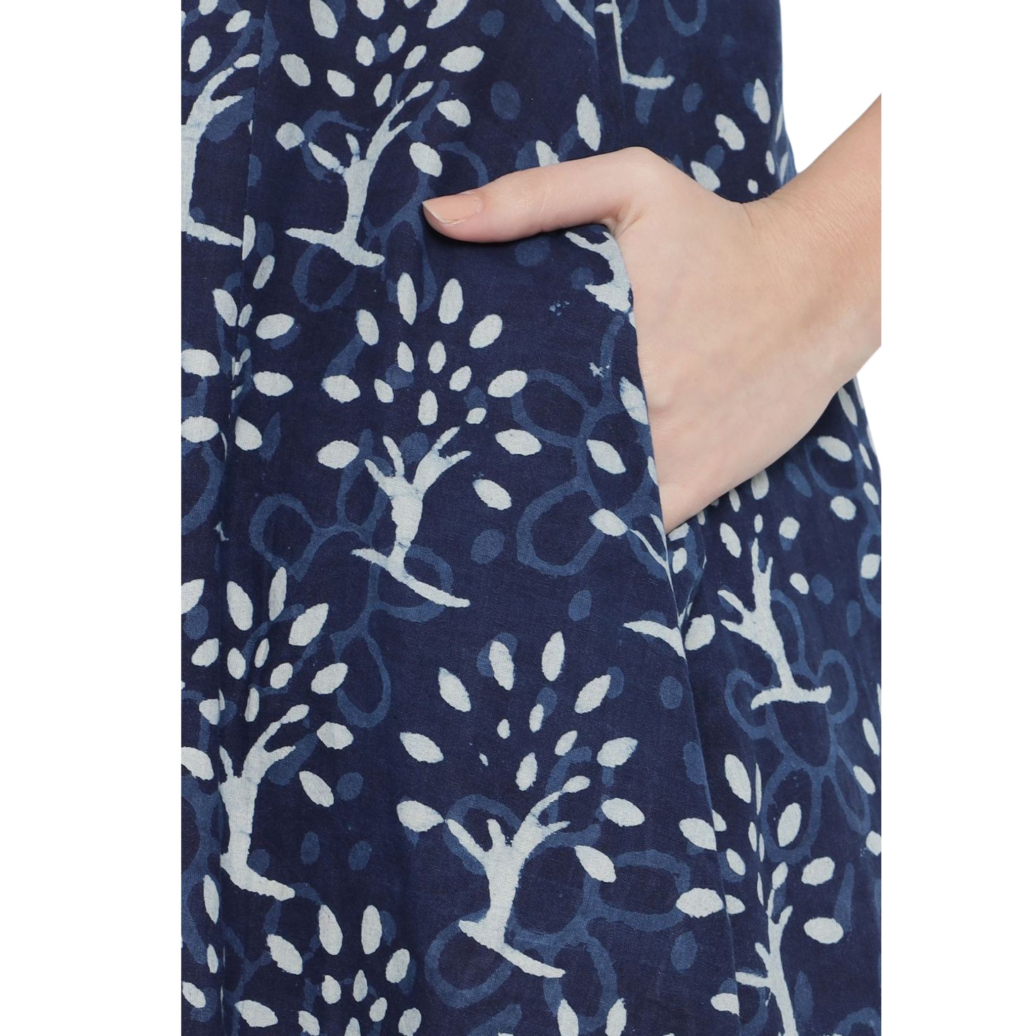 Blue A-Line Hand Block Dress