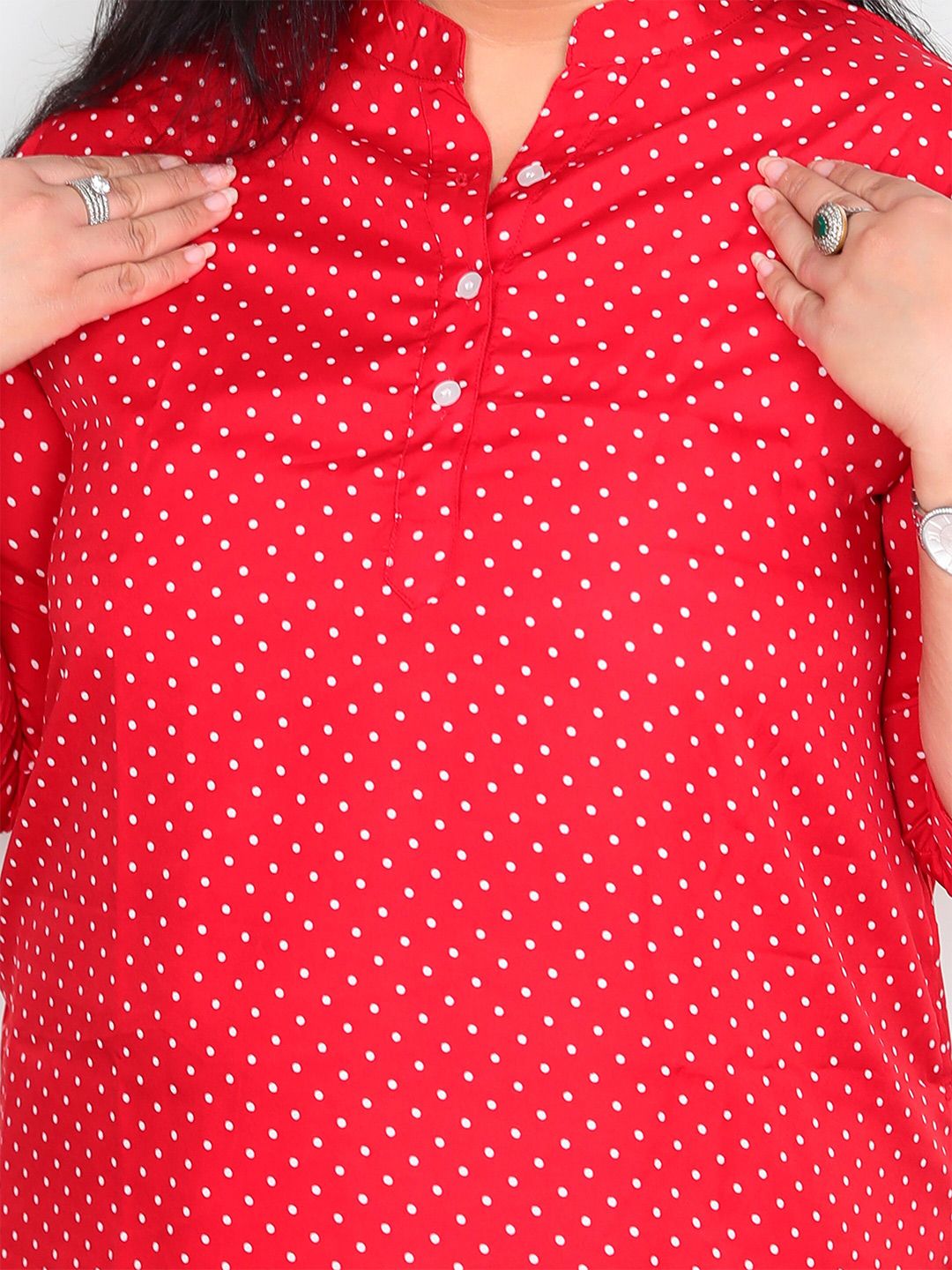 Red Polka Dot Plus Size Tunic — view 2