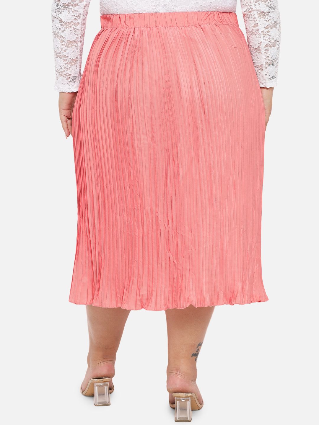 Peach Accordion Pleat Skirt — view 4