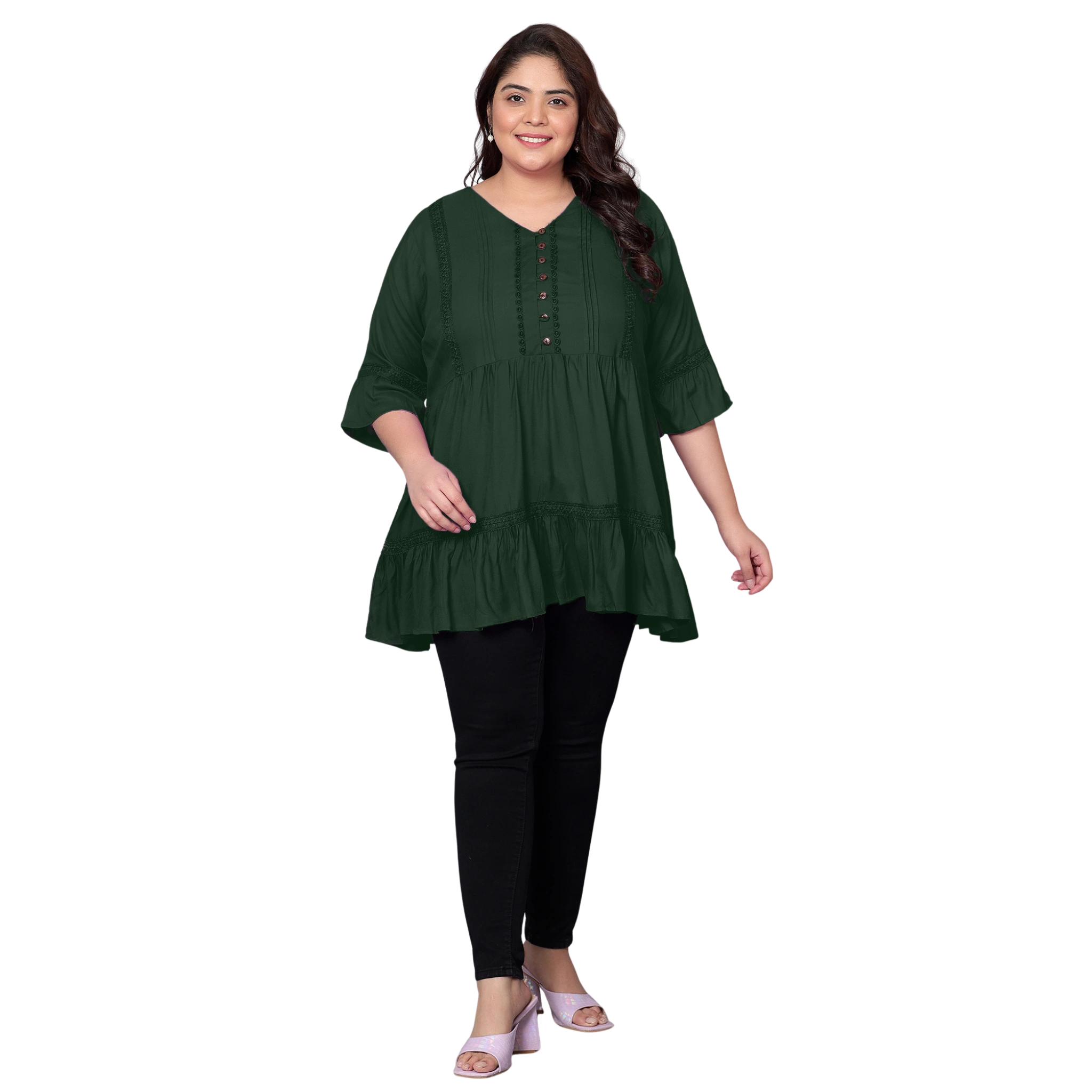 Green Lace Plus Size Tunic