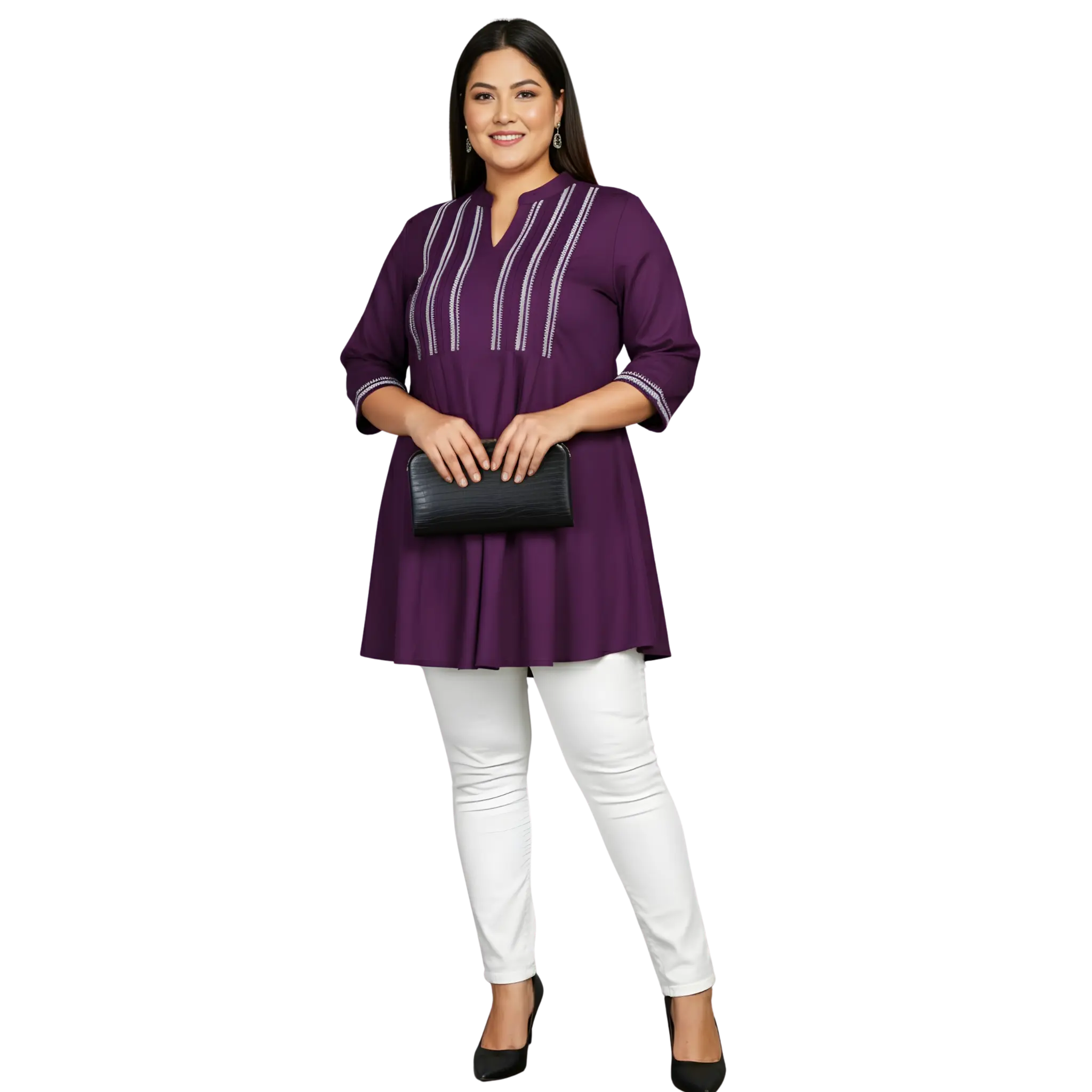 Purple Embroidered Tunic