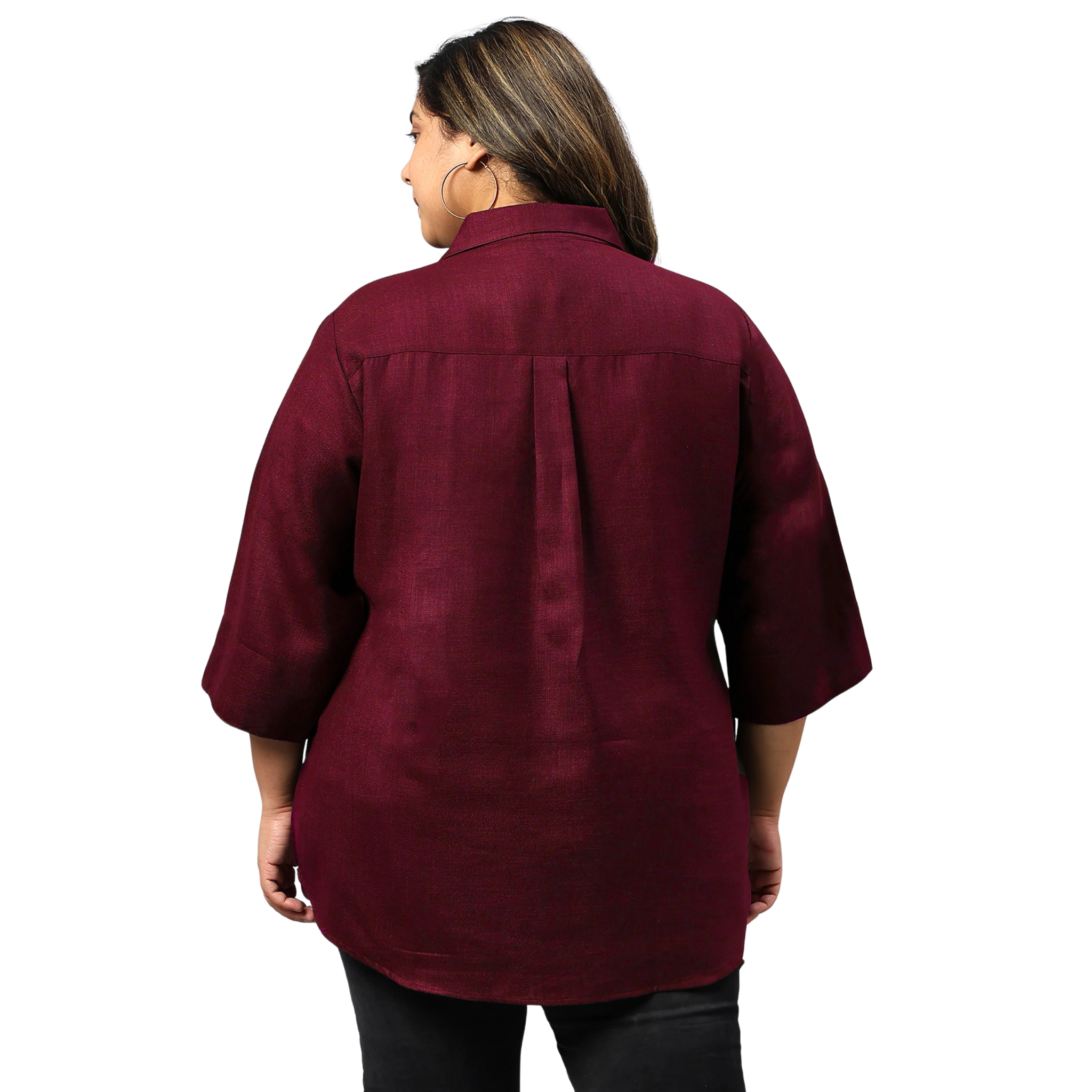 Maroon Woolen Blend Plus Size Tunic