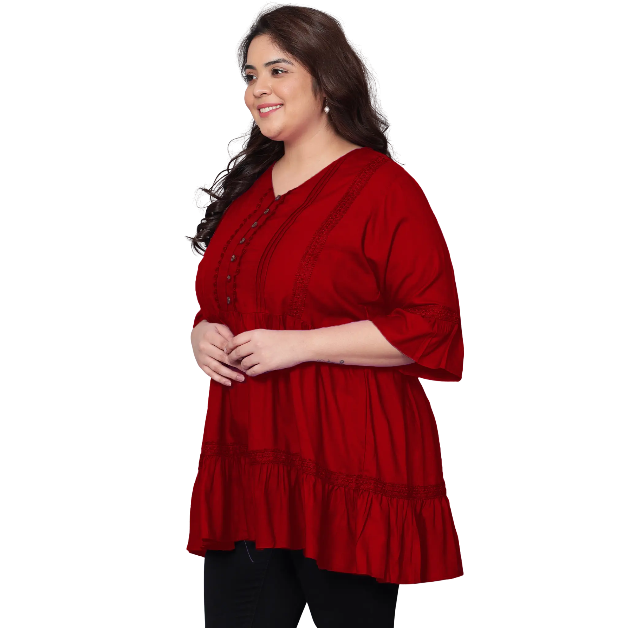 Maroon Lace Plus Size Tunic