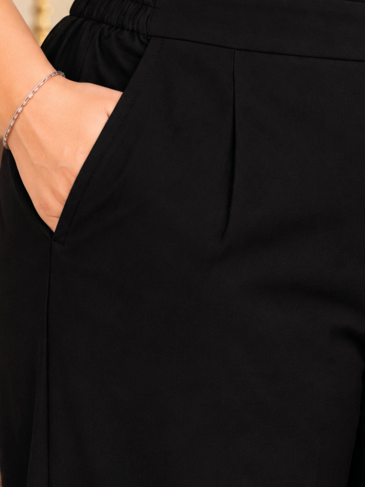 Black Embroidered Plus Size Trousers