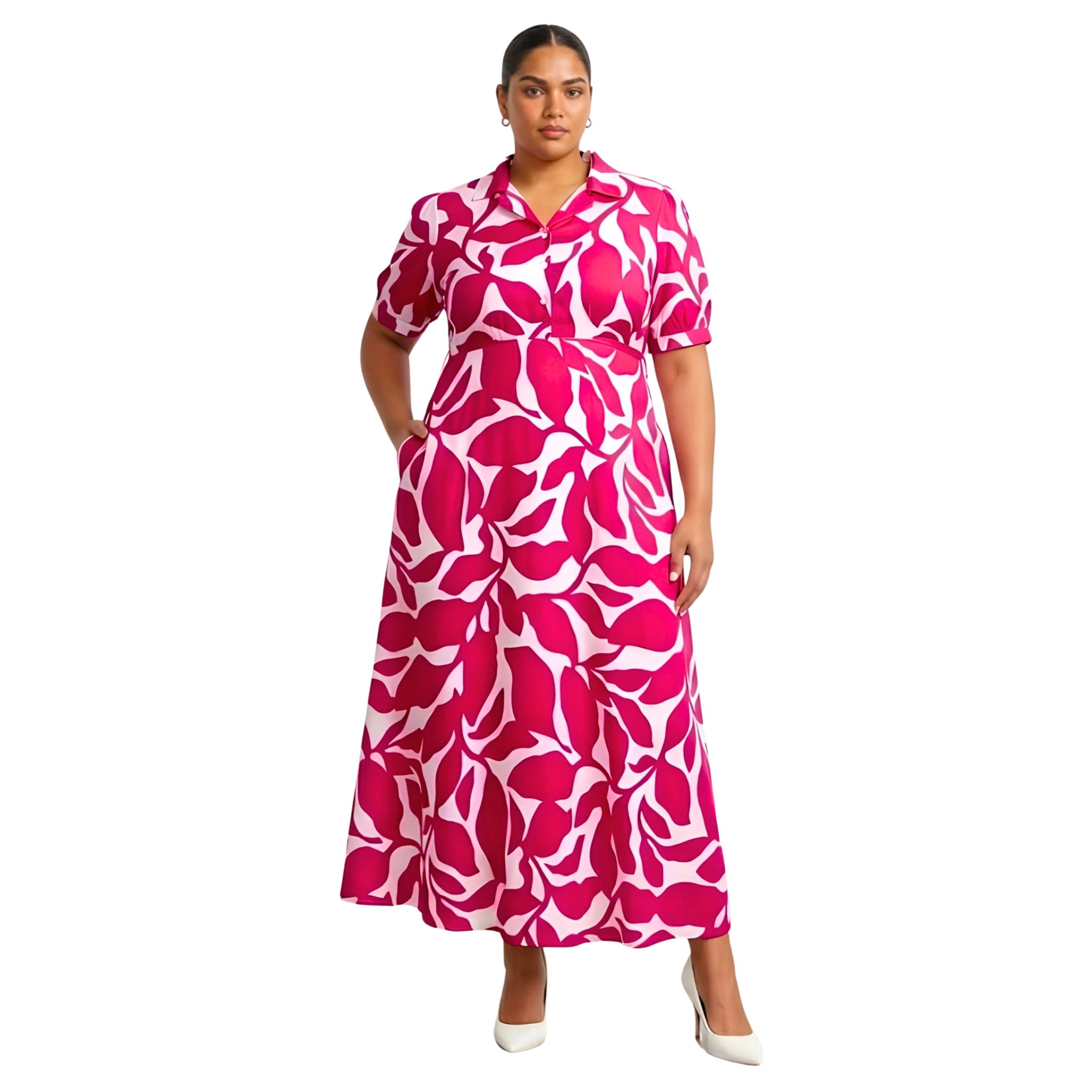 Pink and White Floral Maxi Dress