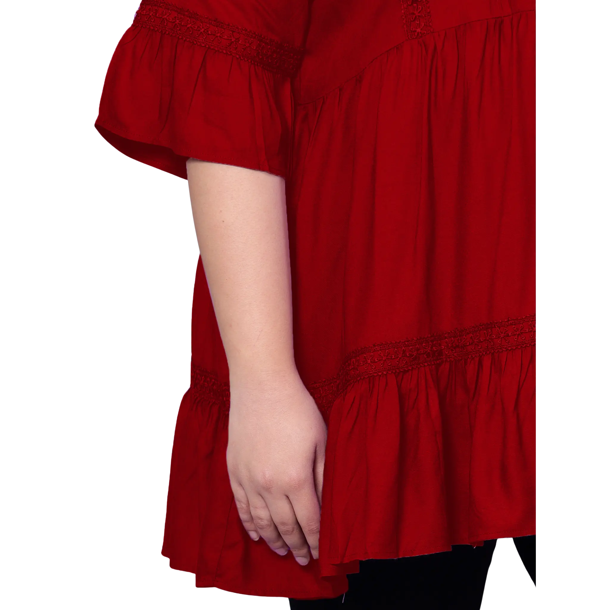 Maroon Lace Plus Size Tunic
