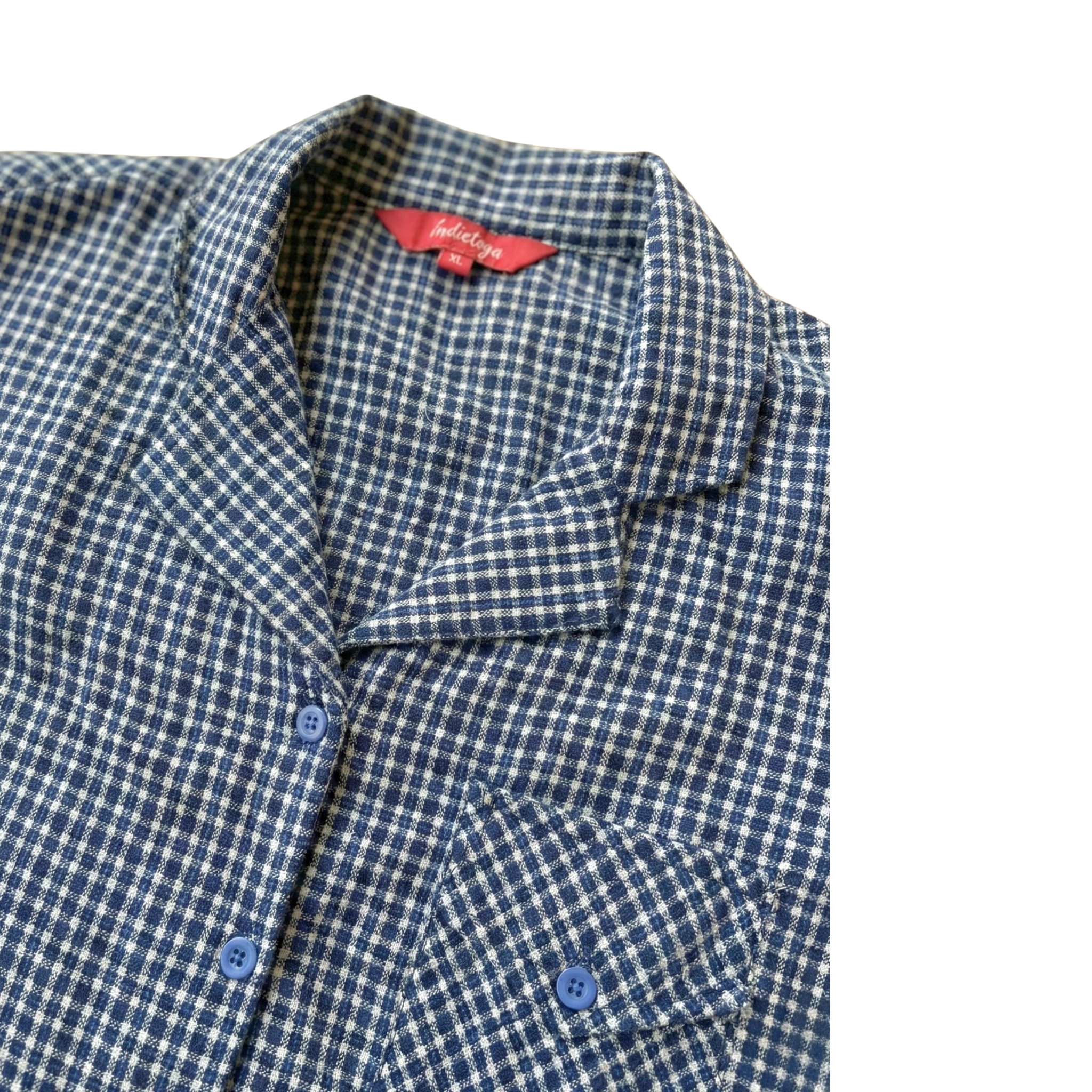 Blue Woolen Checkered Plus Size Shirt