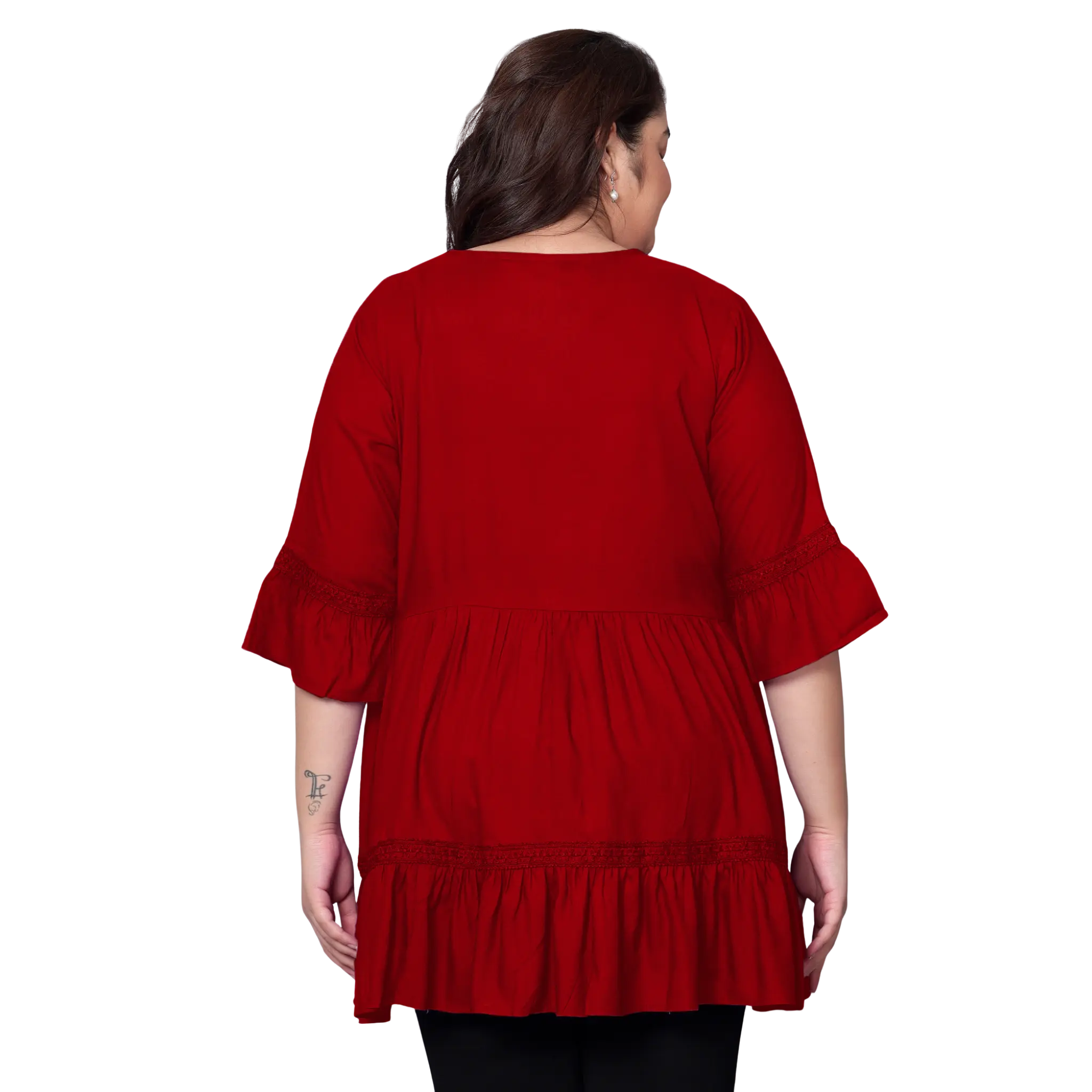 Maroon Lace Plus Size Tunic