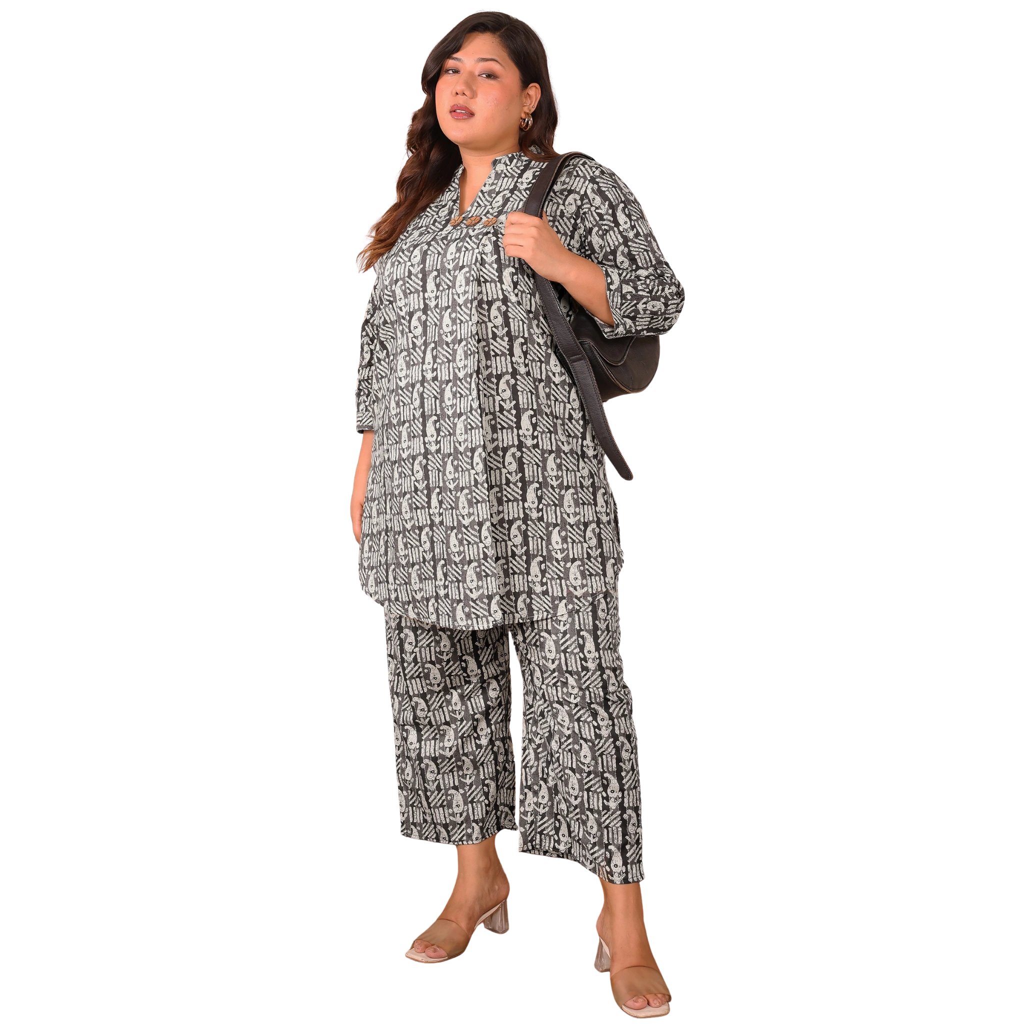 Black Paisley Print Co Ord Set