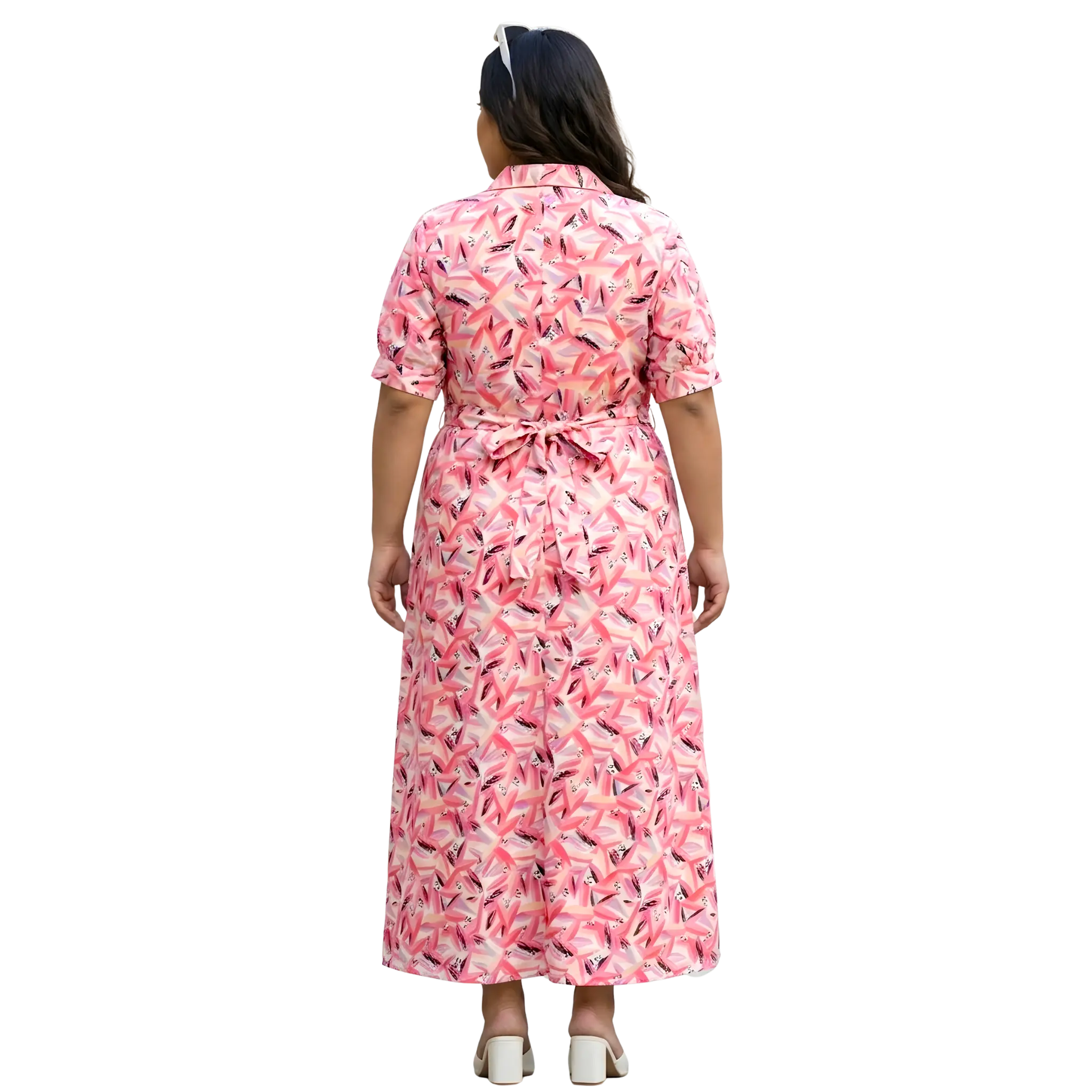 Pink Floral Print Plus Size Dress