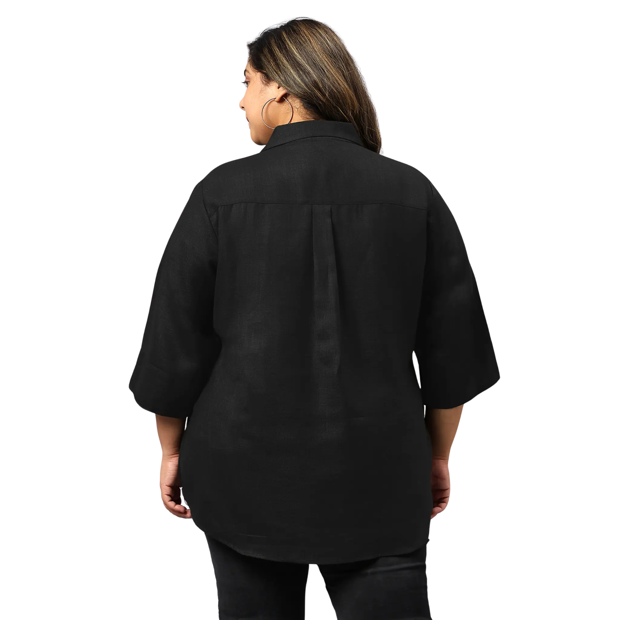 Black Woolen Blend Plus Size Tunic