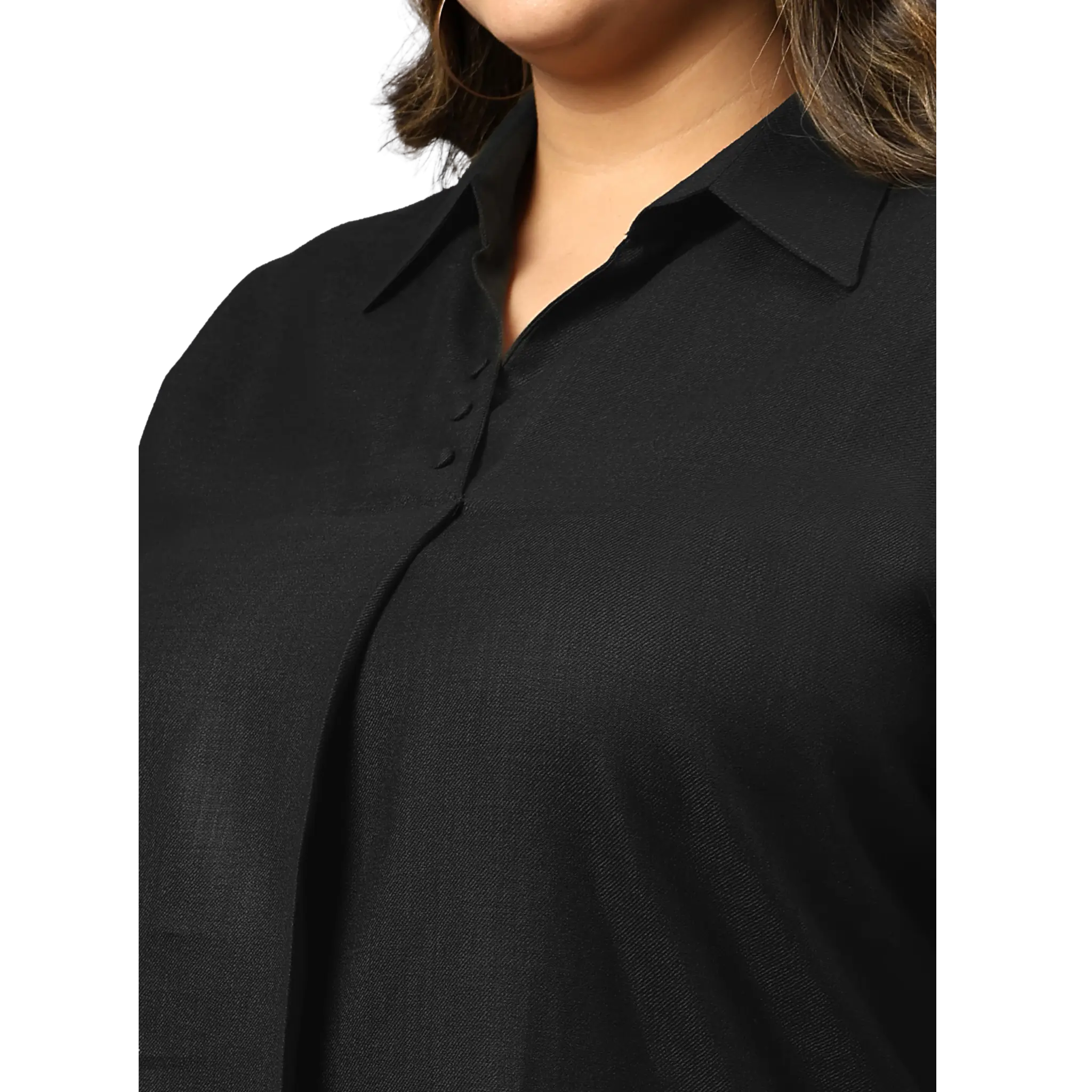 Black Woolen Blend Plus Size Tunic