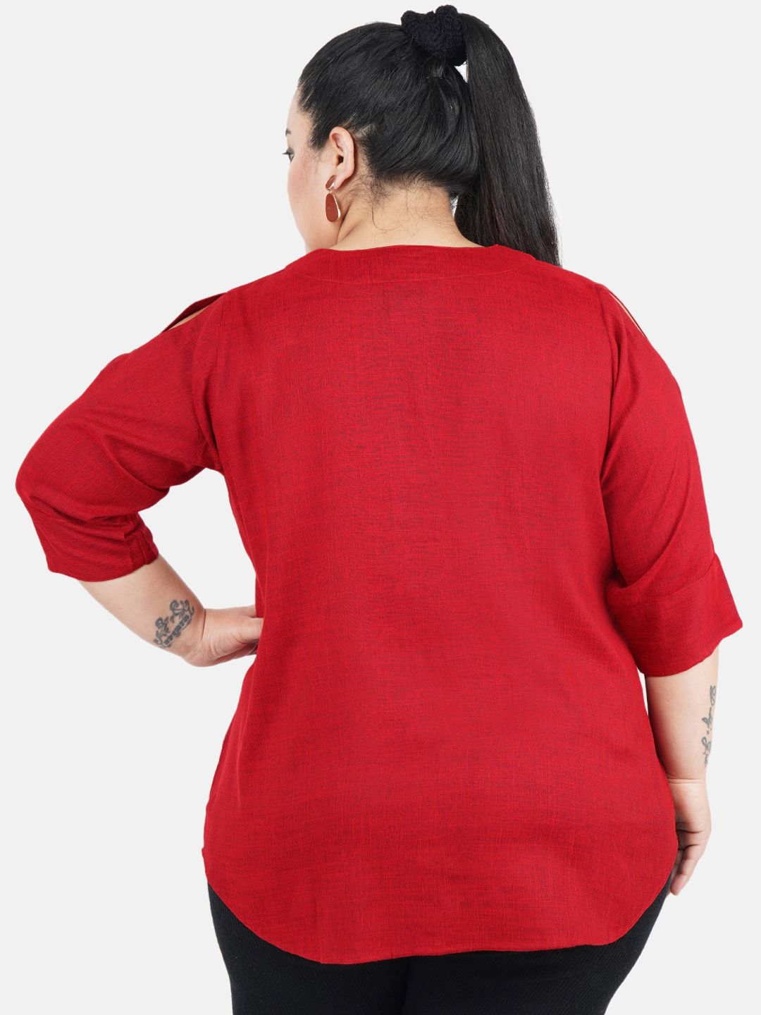 Maroon Cotton Linen Tunic — view 5
