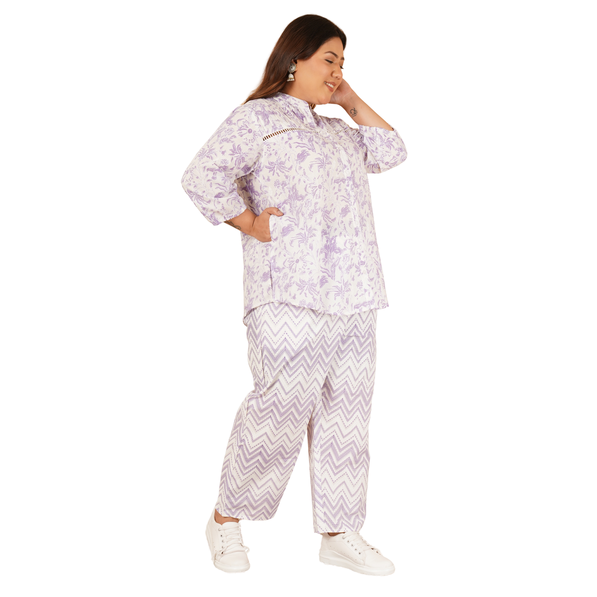 Purple Print Plus Size Co-Ord Set