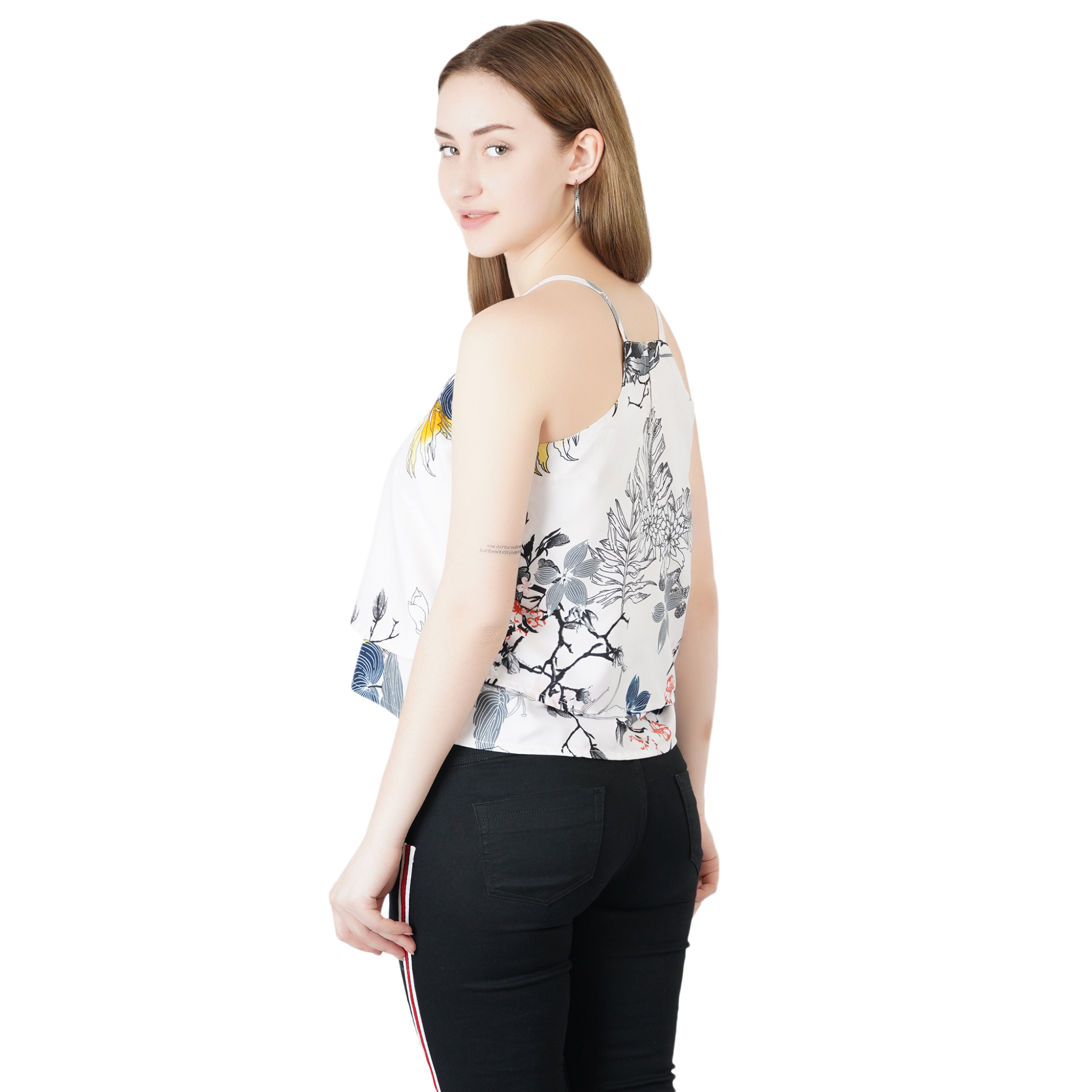 Pink Floral Strap Top