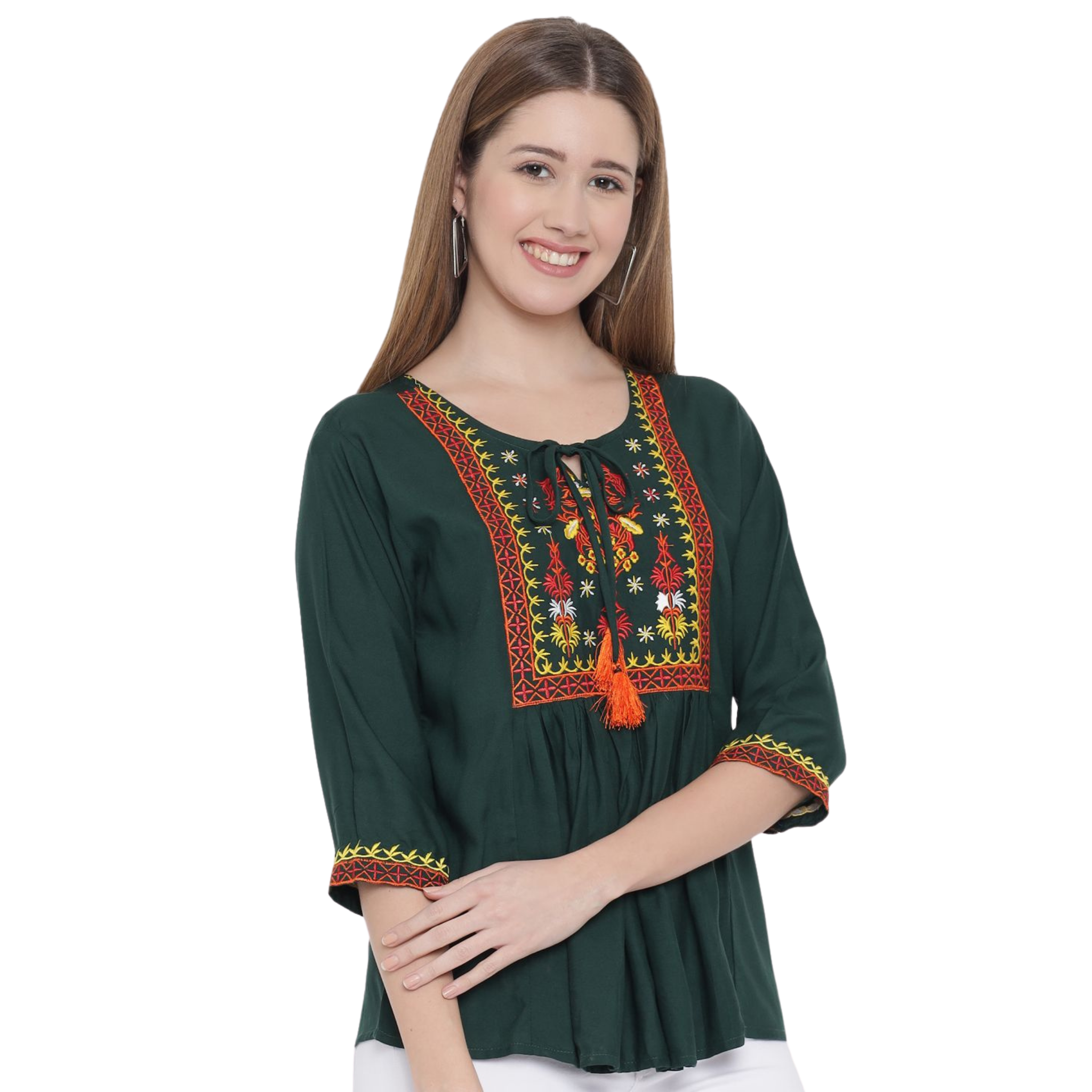 Dark Green Embroidered Tunic