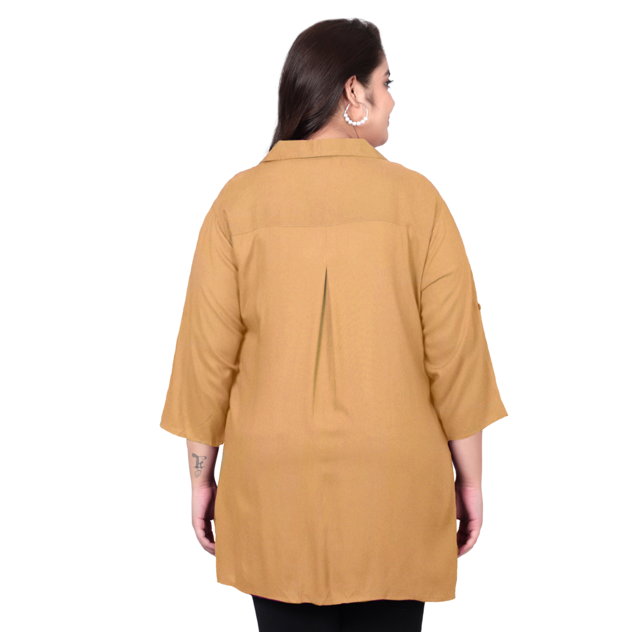 Light Brown Longline Plus Size Shirt