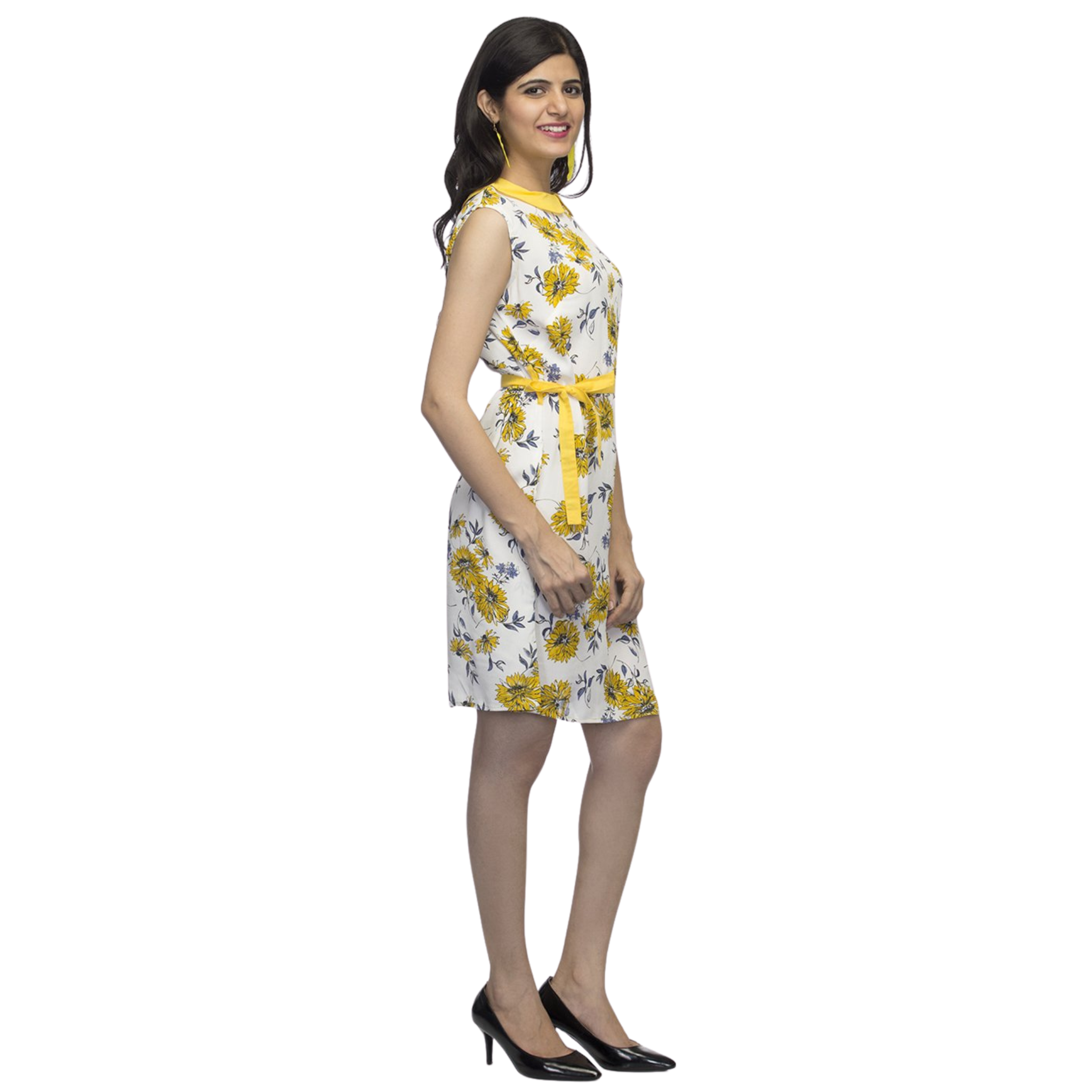 Yellow Sunflower Print Dress