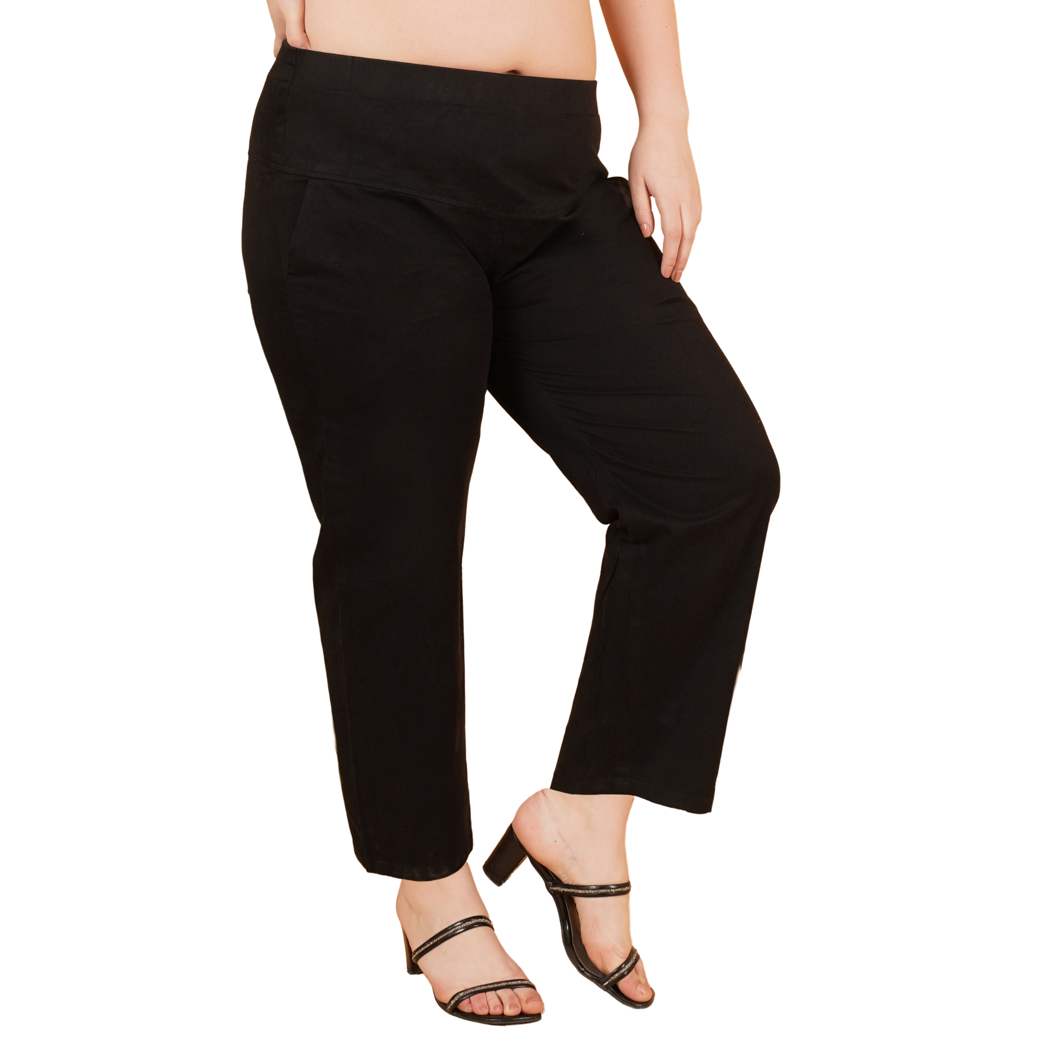 Black Cargo Cotton Trousers