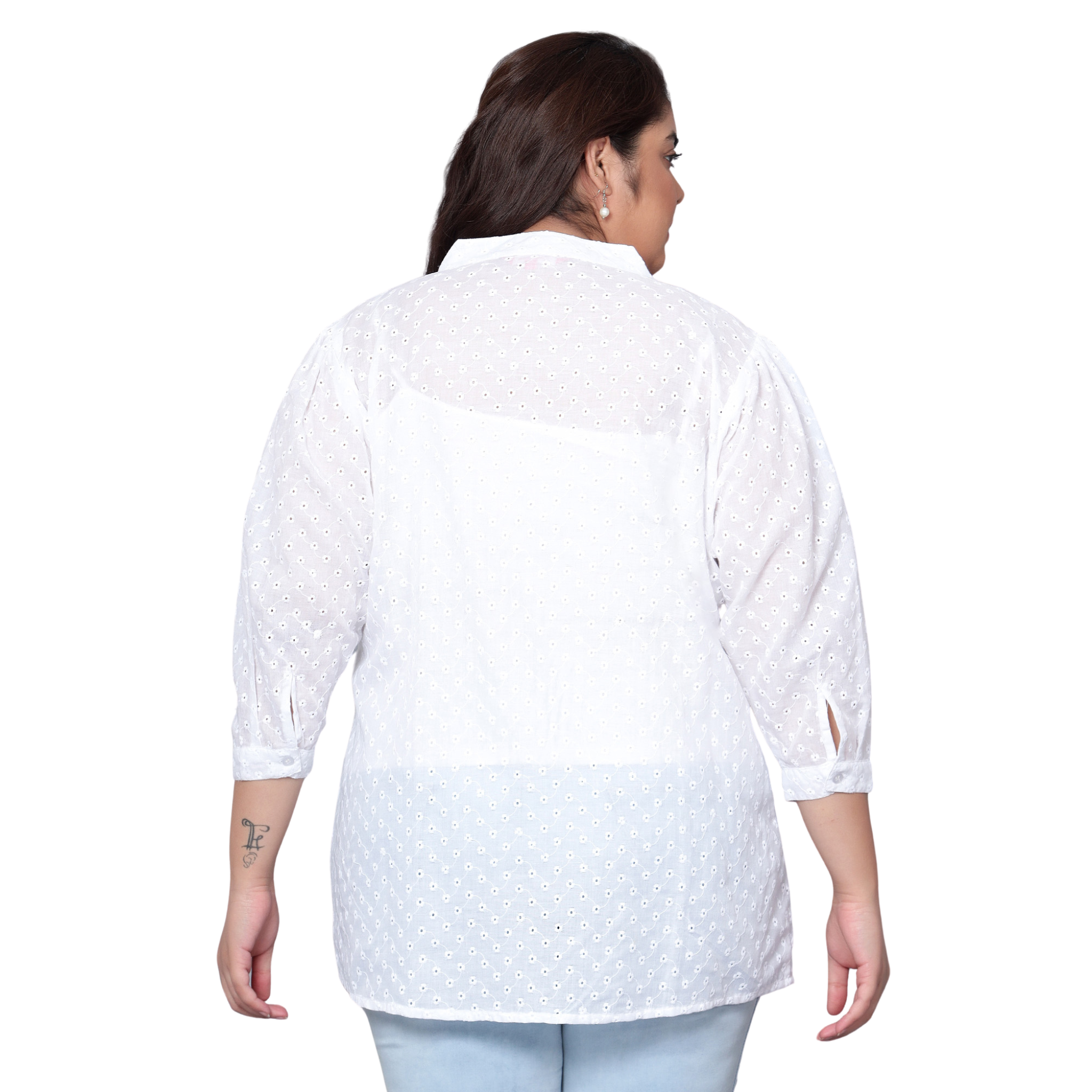 White Chikankari Plus Size Tunic