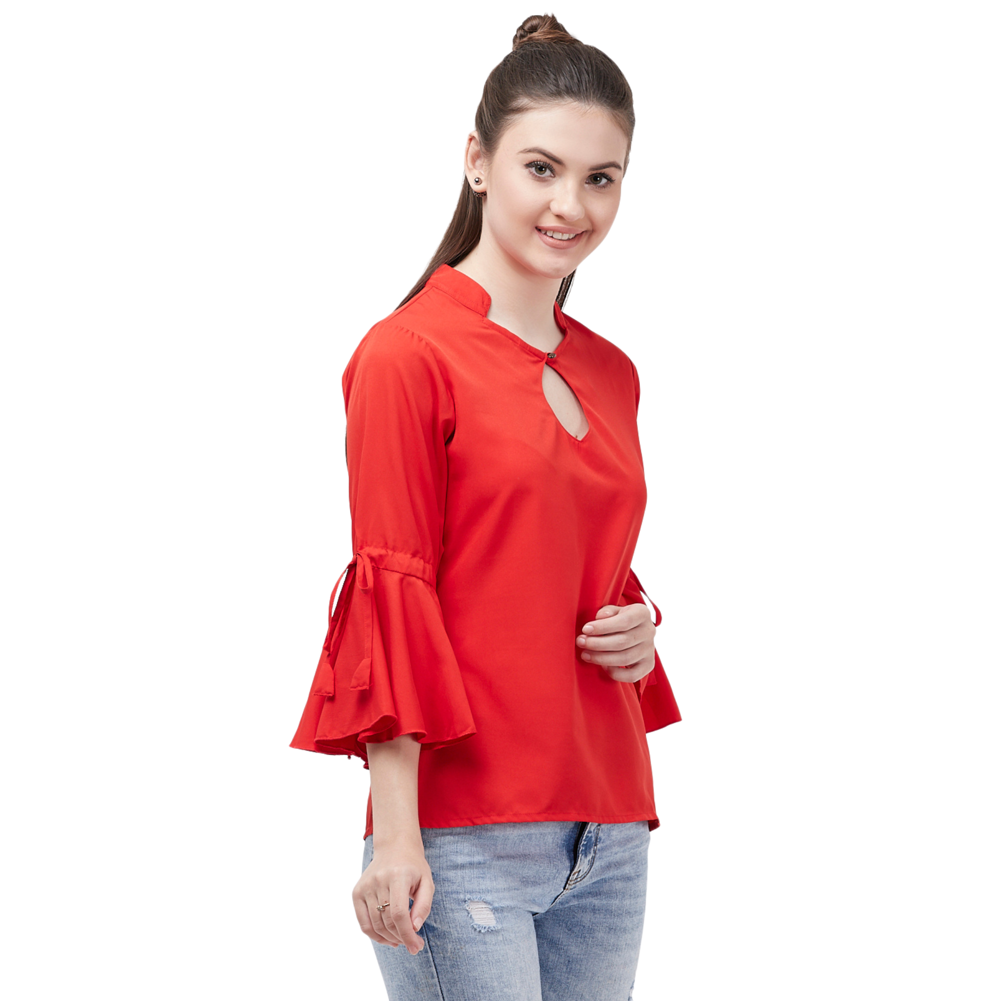 Red Bell Sleeve Top