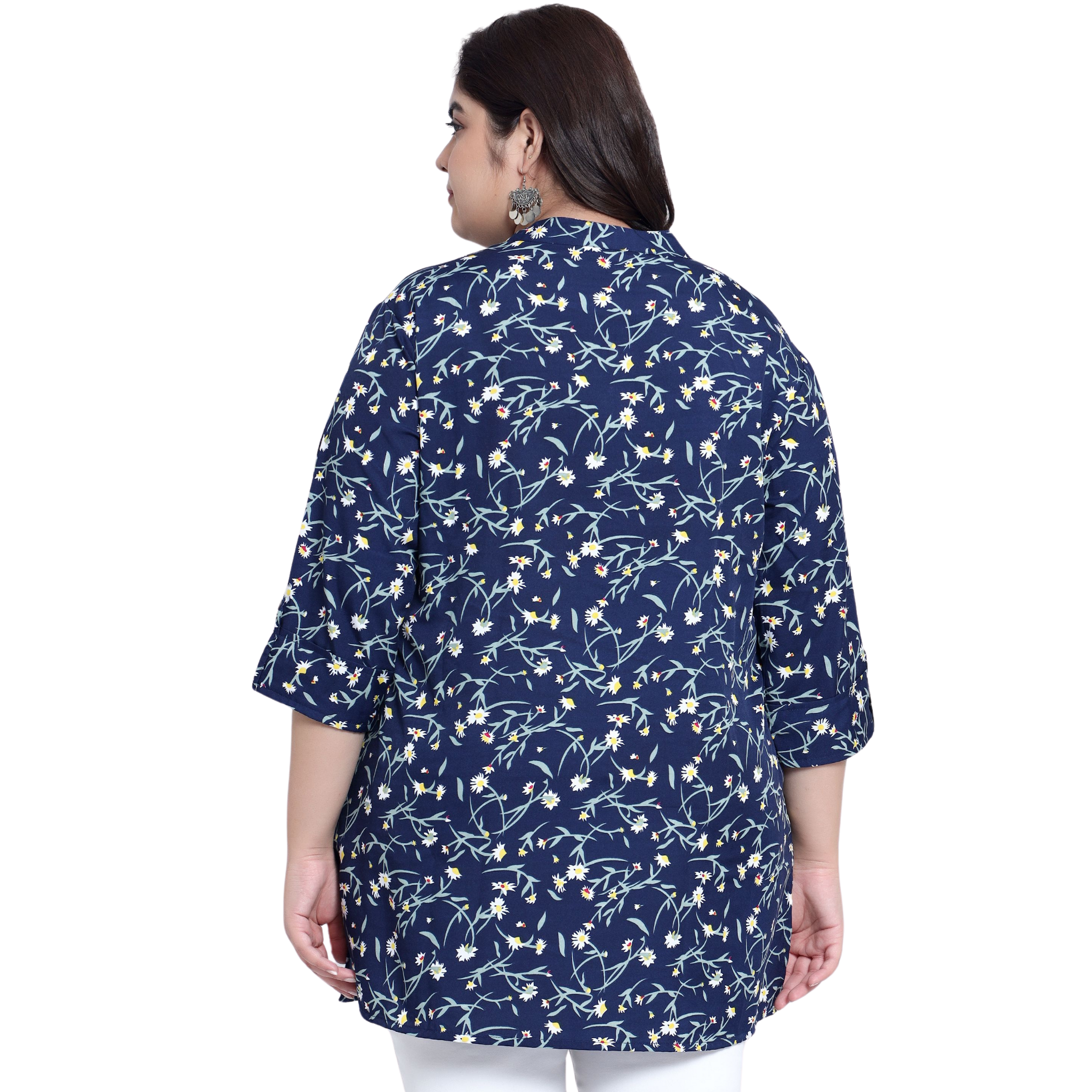 Blue Grassprint Plus Size Tunic