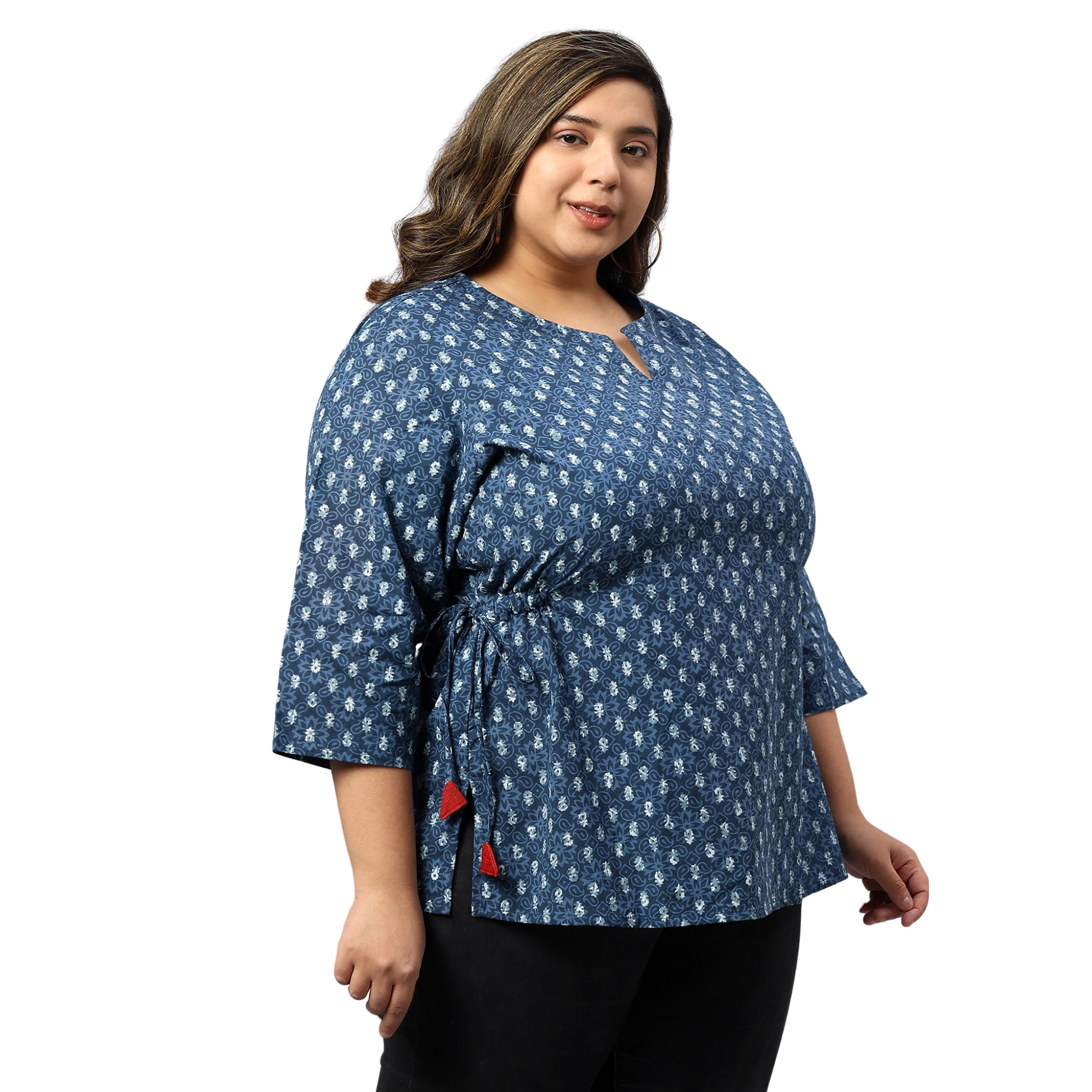 Blue Indigo Hand Block Plus Size Tunic