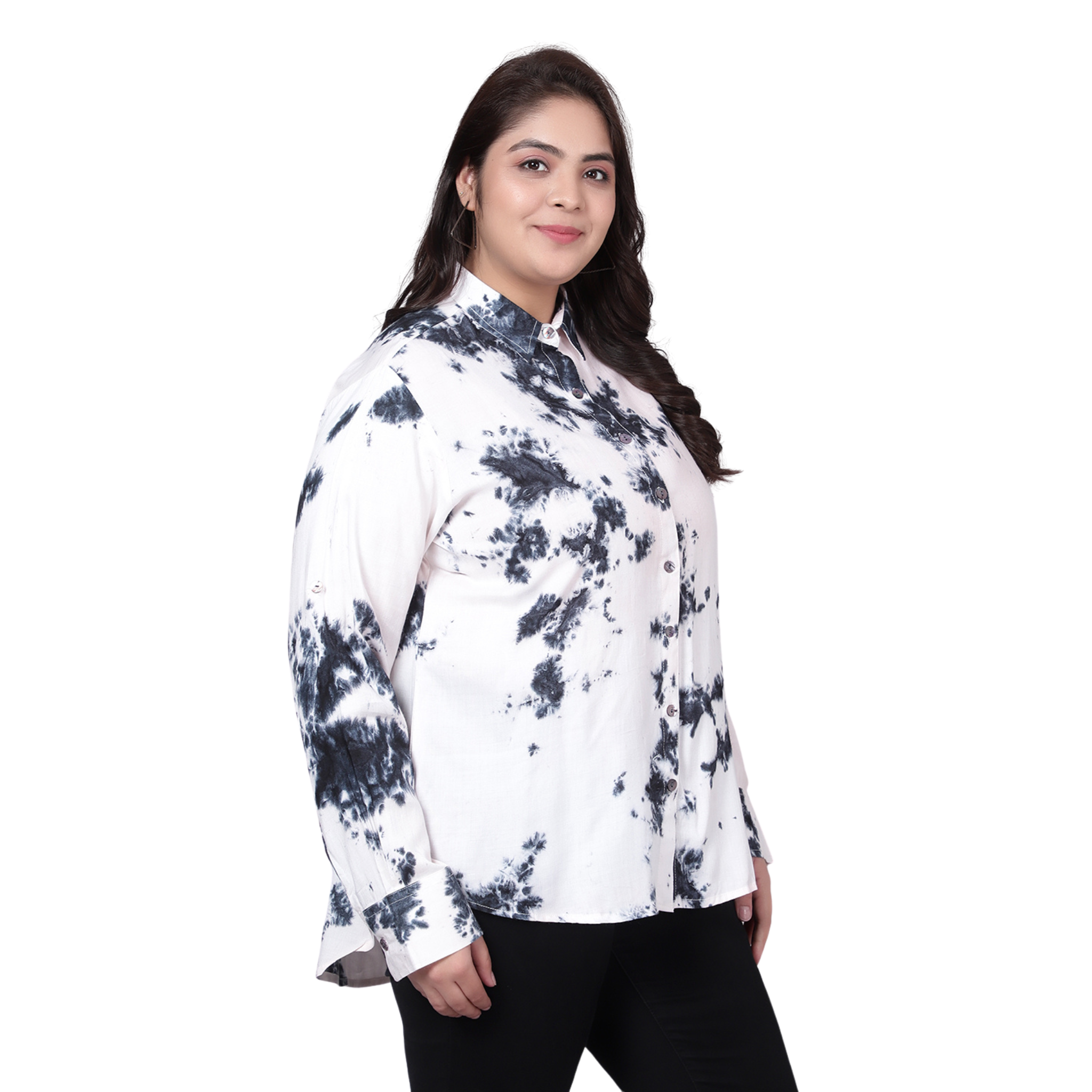 Black and White Tie Dye Plus Size Shirt