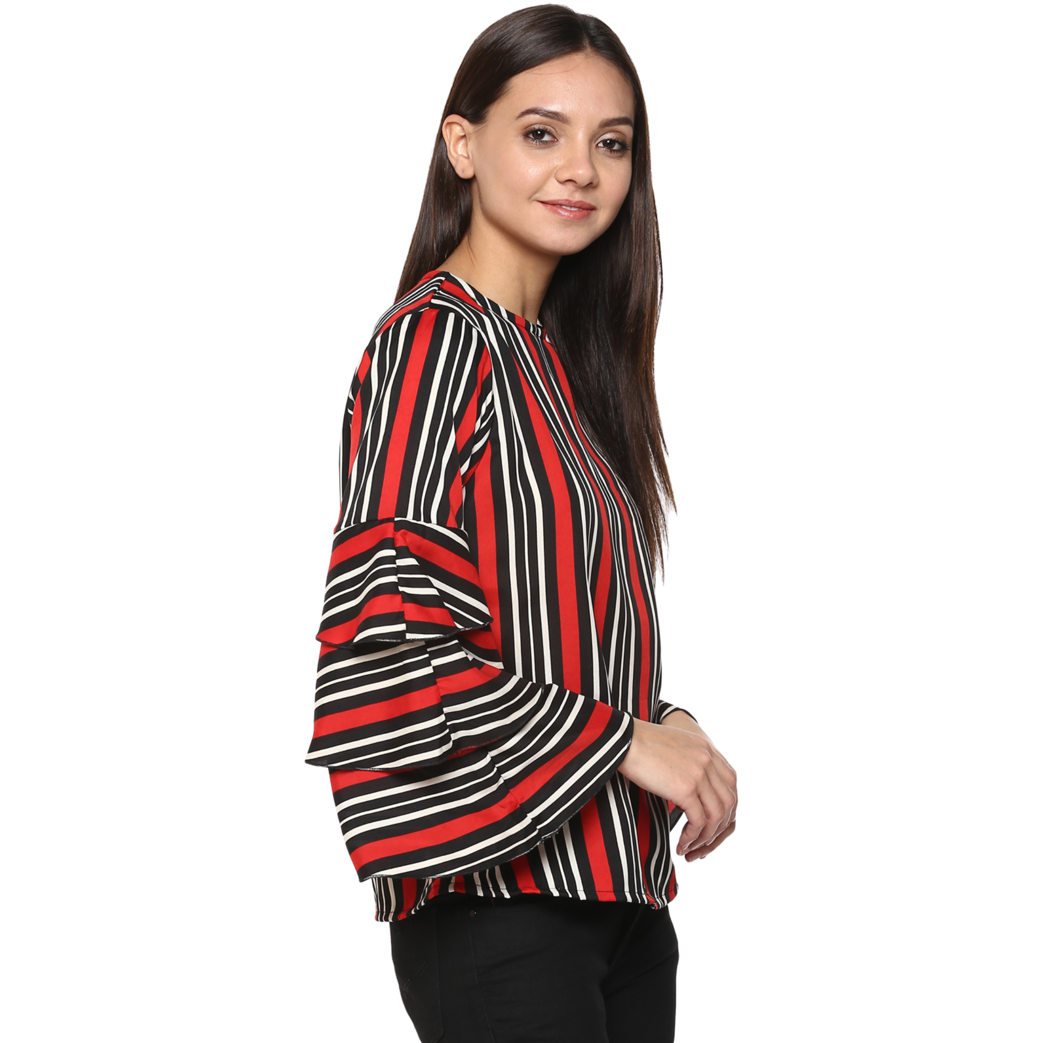 Red Black Stripe Top