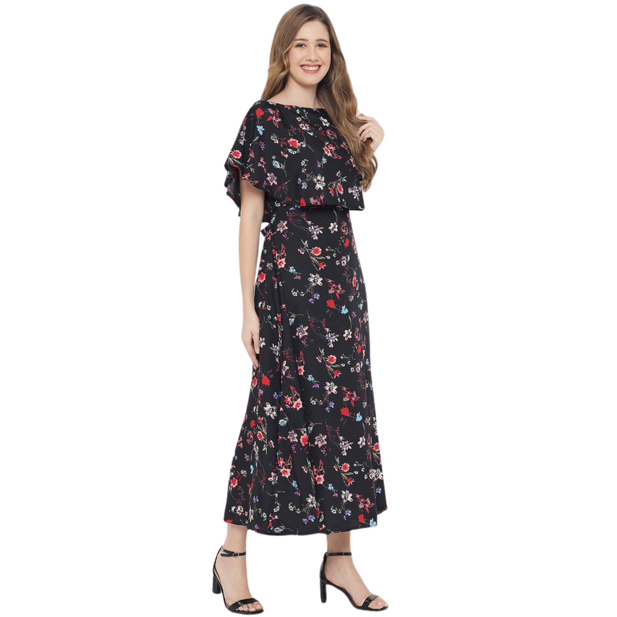 Black Floral Print Dress