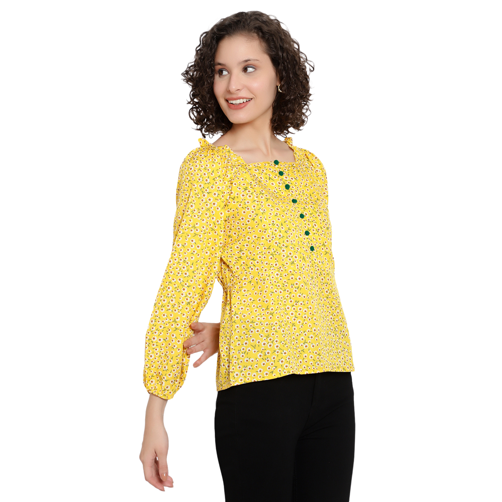 Yellow Floral Print Top